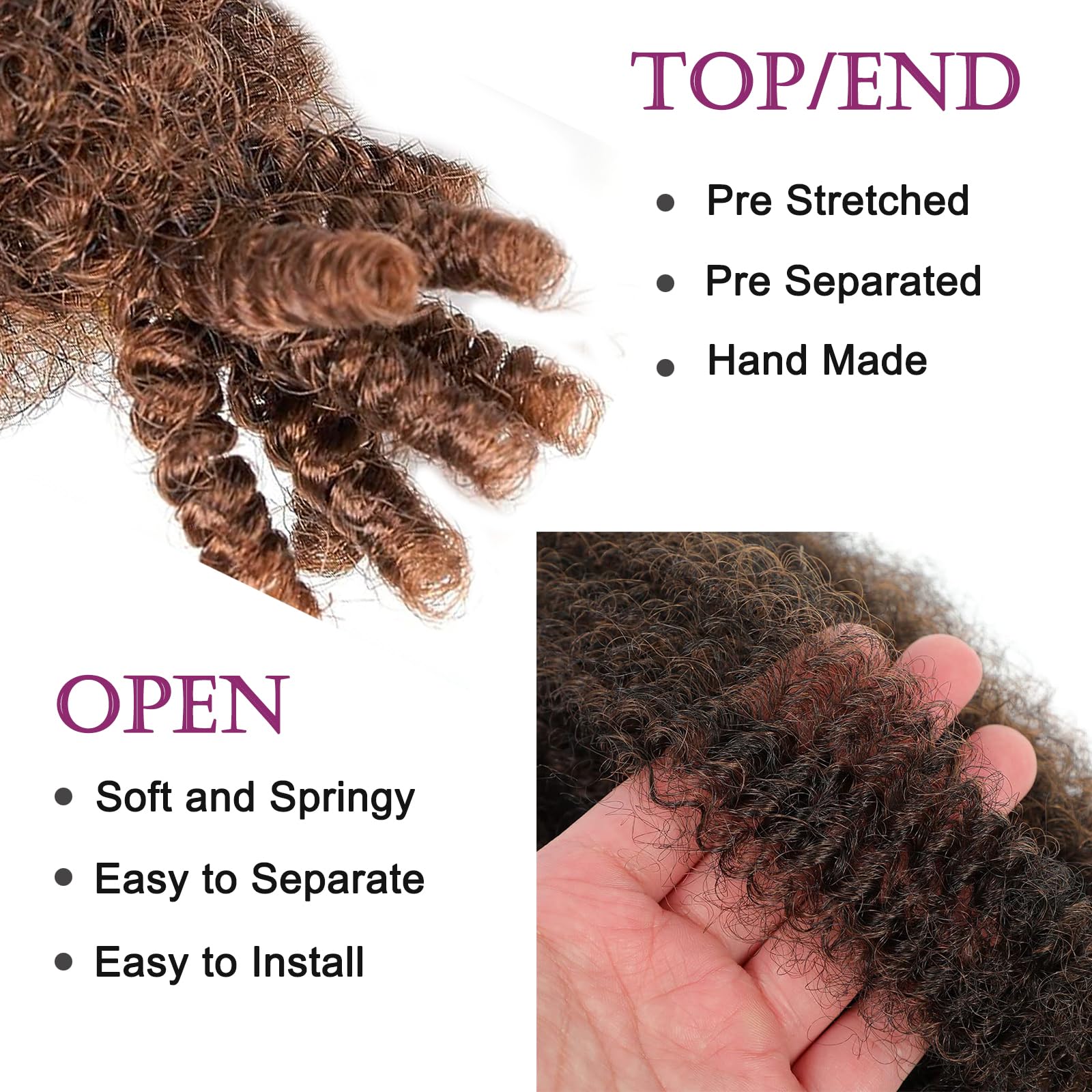 Springy Afro Twist Hair 8packs 24inch Pre-Separated Marley Twist Braiding Hair Sof Synthetic Curly Braiding Extensions(T30) - Image 3