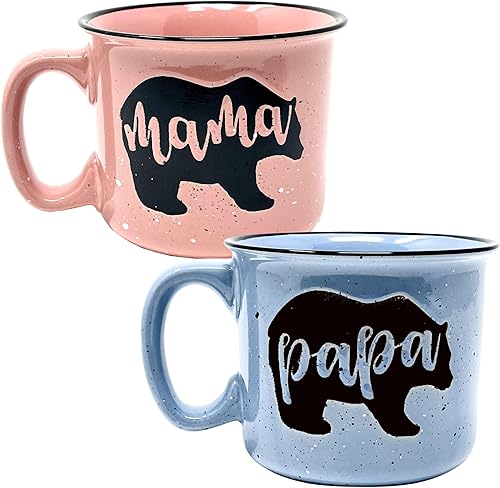 Vista 40 de Mama Bear & Papa Bear 15 oz Coffee Mug Set - Cute Coffee Cup Gift Set for Men and Women - Unique Fun Gifts for Couples, Parents, Grandparents for