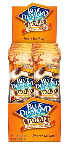 Miniatura 2 de Blue Diamond Bold Almendras, barbacoa Habanero, tubos de 1.5 onzas, 12 tubos cada caja
