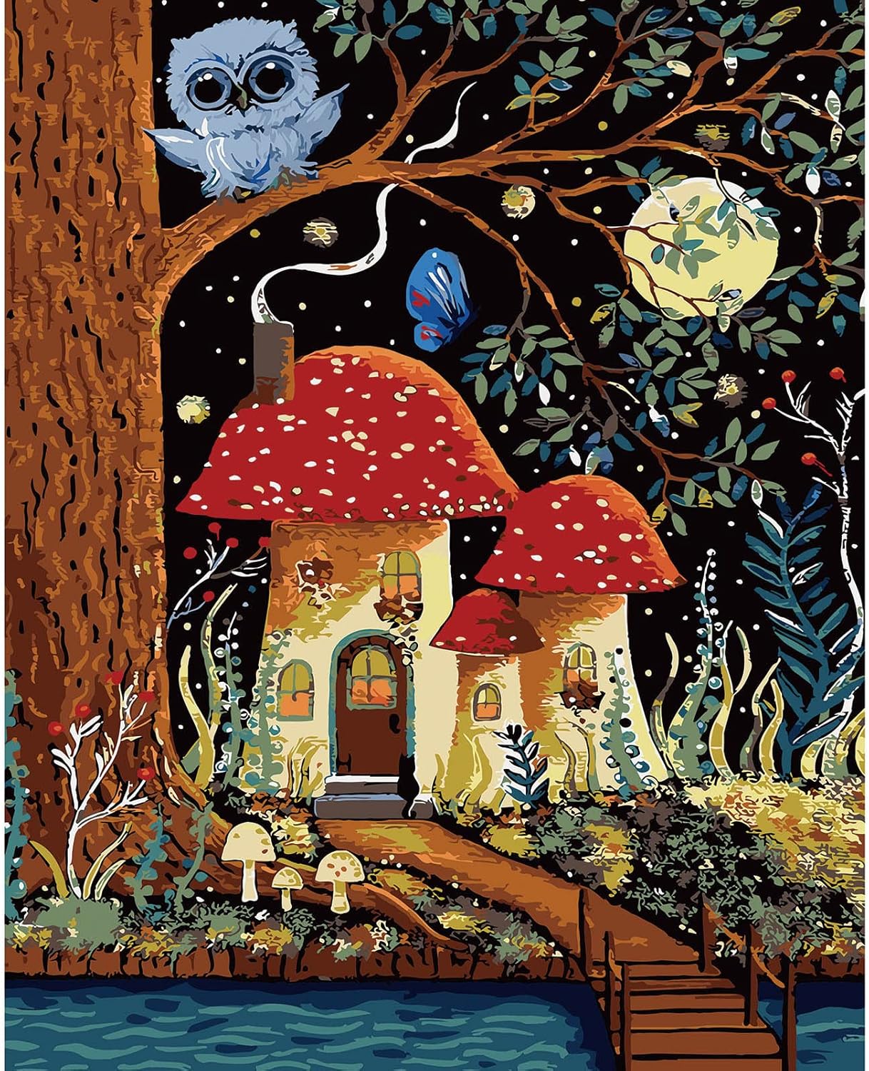 Paint by Number for Adults, Mushroom Paint by Numbers for