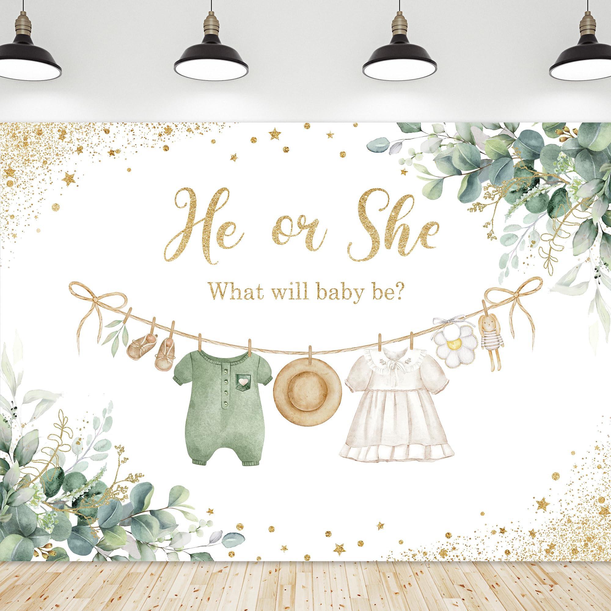 Customized Name Green Elf Gender Reveal Backdrop