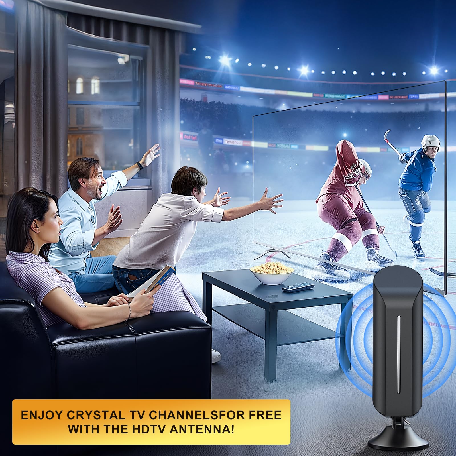Antenne TV d'intérieur 2026 pour Smart TV pour réception longue portée et tous les téléviseurs intelligents Antenne numérique HD avec amplificateur de signal pour chaînes locales Prend en charge 4K