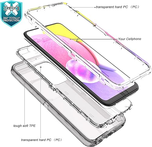 Miniatura 6 de YmhxcY Funda para Galaxy A03S, funda duradera de 3 capas, protección contra caídas, funda protectora de goma sólida, prueba de 16 pies, transparente