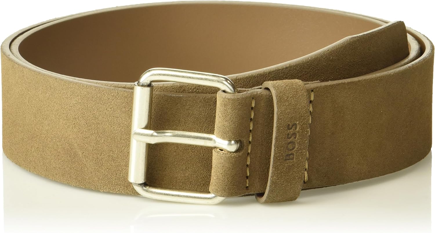 BOSS Men's Suede Belt With Roller Buckle