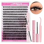 FADLASH DIY Lash Extension Kit Individual Lash Clusters with Lash Bond and Seal Clusters Lash Glue Remover and Eyelash Tweezers for Beginners (40D-0.07D, 8-16mm, Kit)
