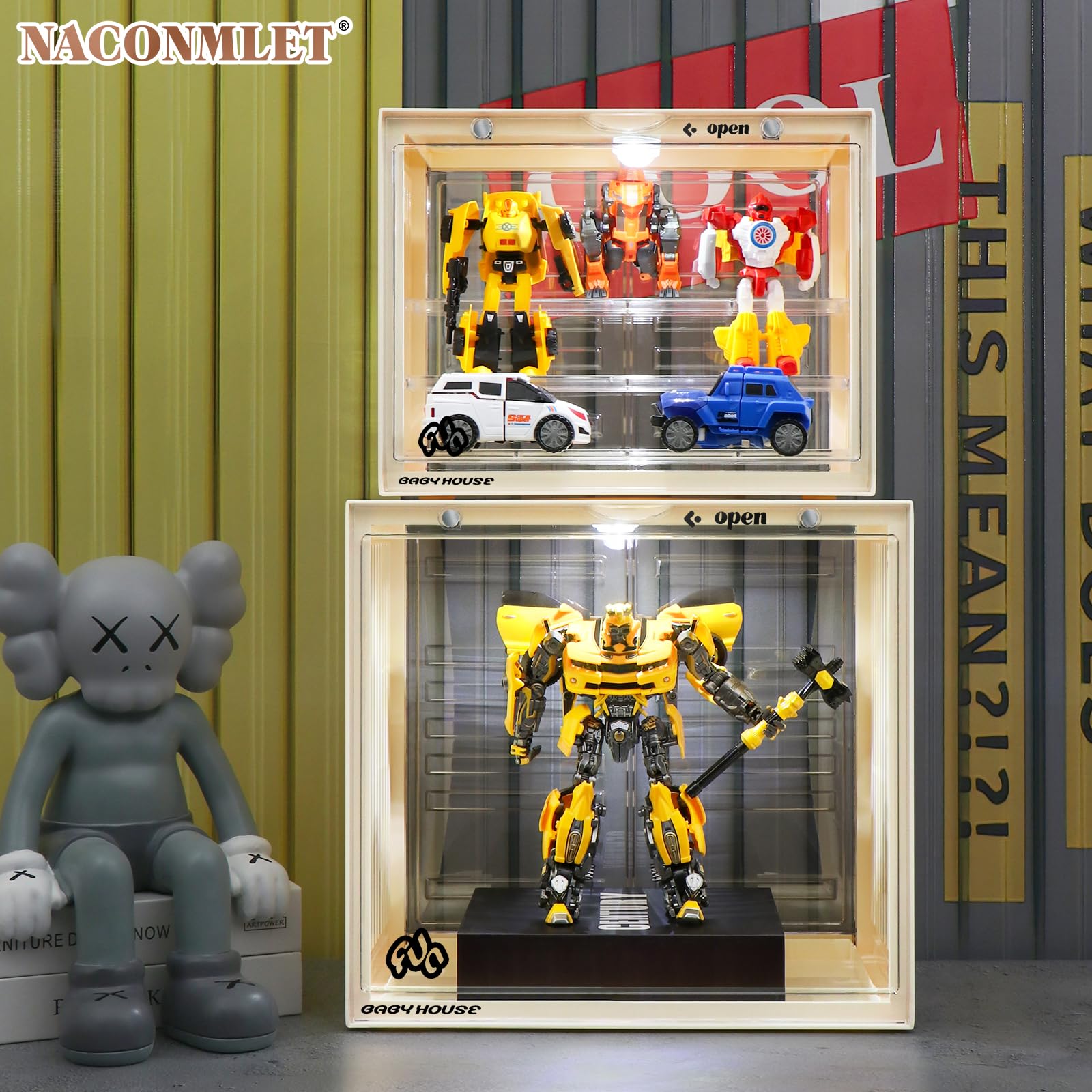Acryl Vitrine mit LED-Beleuchtung und Schiebetür