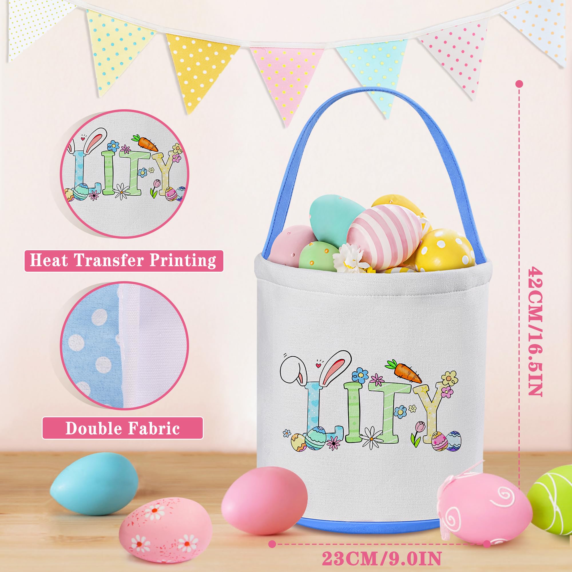 Zmoicky Easter Baskets for Kids, Personalized Easter Basket with Name - Blue Letter Bunny