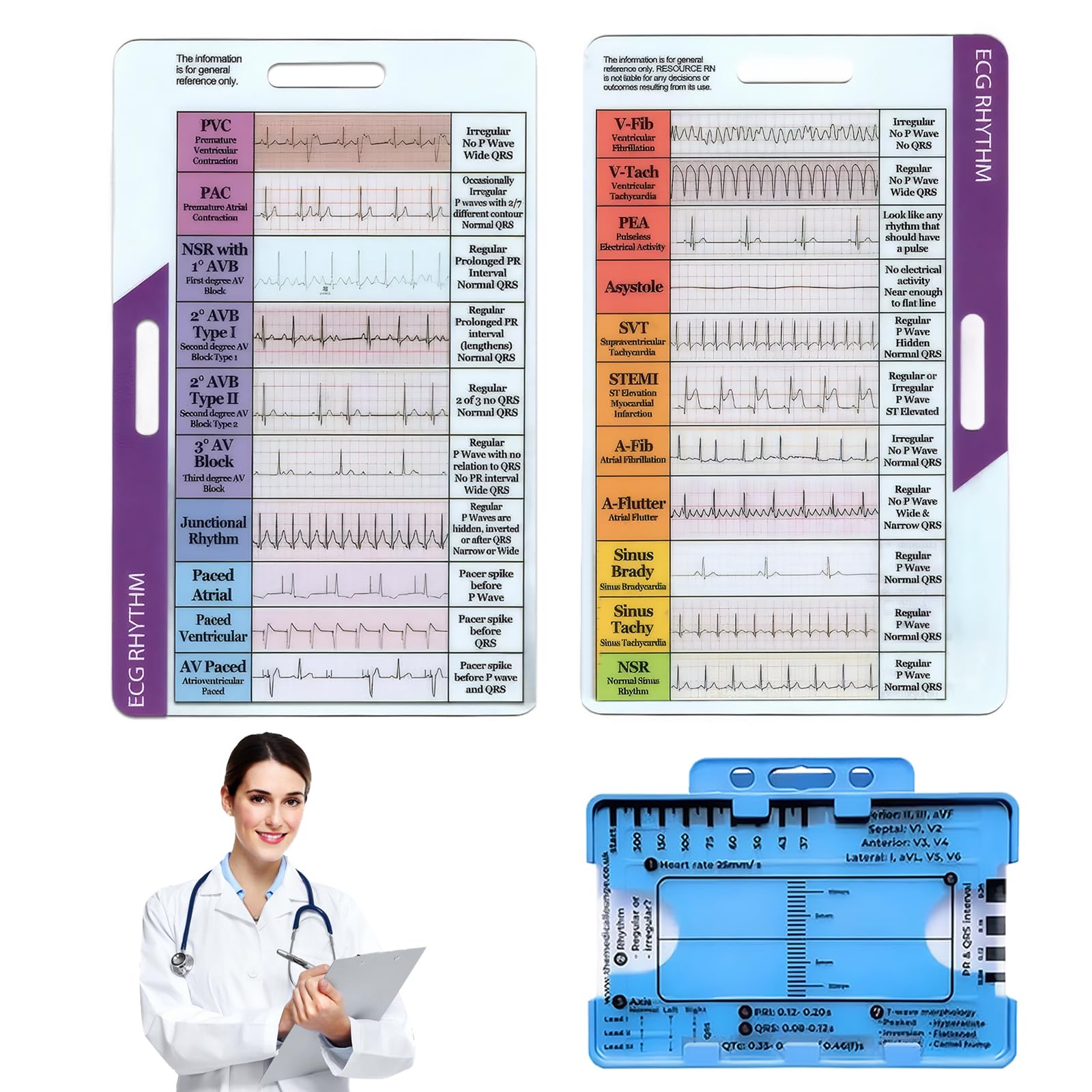 Ecg 7 Step Ruler Ecg/Ekg Interpretation Tool Ecg Pocket Card ...