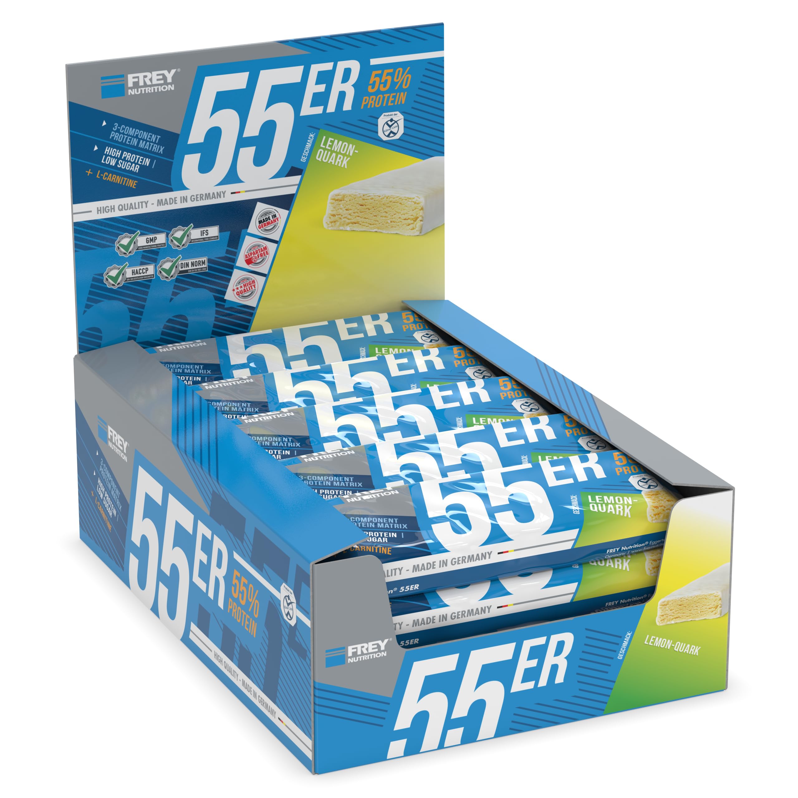 FREY Nutrition 55 barritas de proteínas, 20 barritas (20 x 50 g) (limón)