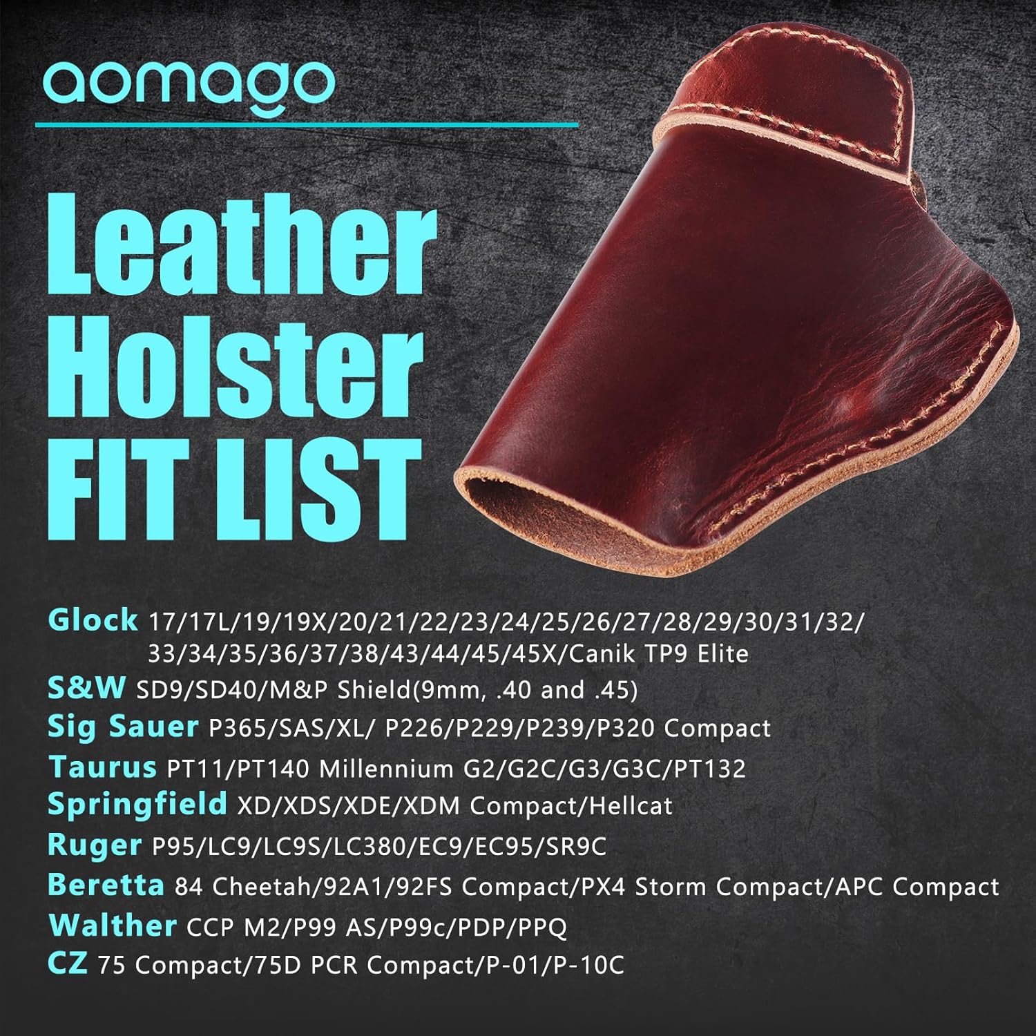 Gun Holster Concealed Carry for Men Women: Universal Pistol Holster IWB OWB Fits Glock 23, 26, 27, M & P Shield and Similar Handgun