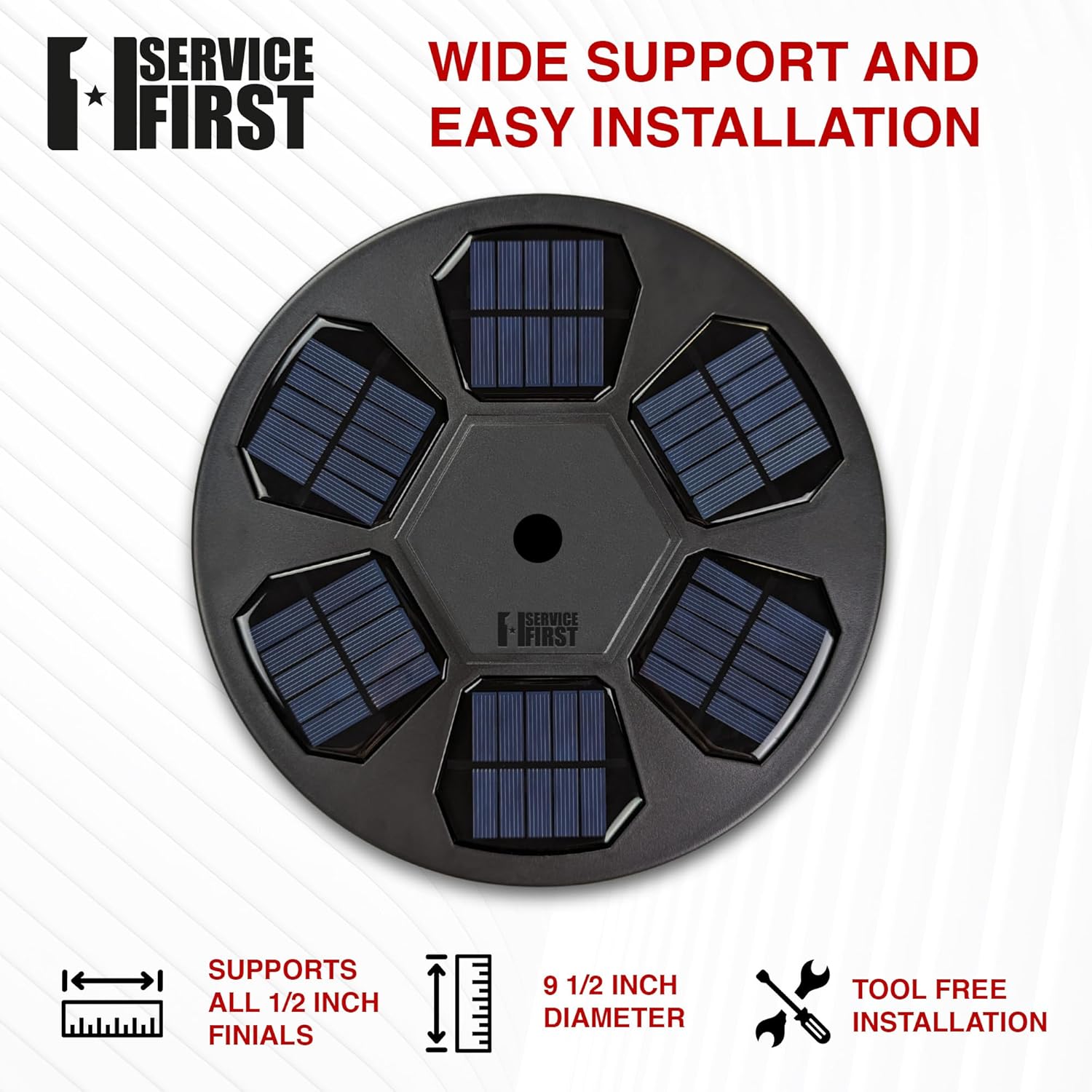 Service First 30FT Black Heavy Duty Delta Sectional Residential Flag Pole Freedom Edition Complete Kit with Premium Plus Black Solar Light - Tether Kit - Rope And Halyard System - USA Flag