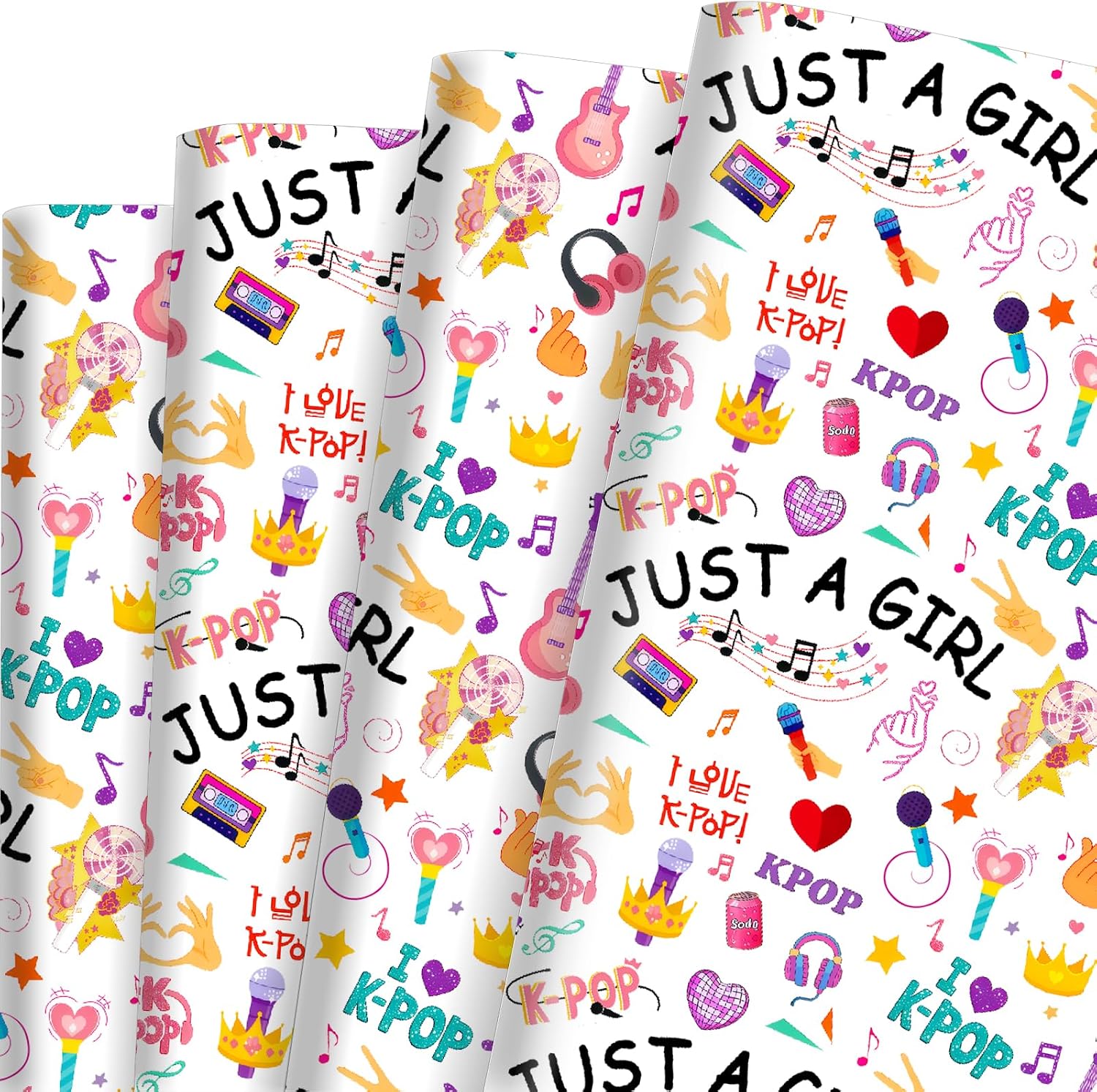 Chzhwlc 12 Pcs K-pop Theme Party Gift Wrpping Paper, Popular Singer Party Favors Gift Wrapping Paper Bulk for Birthday Decoration Friendship Fans Party Supplies