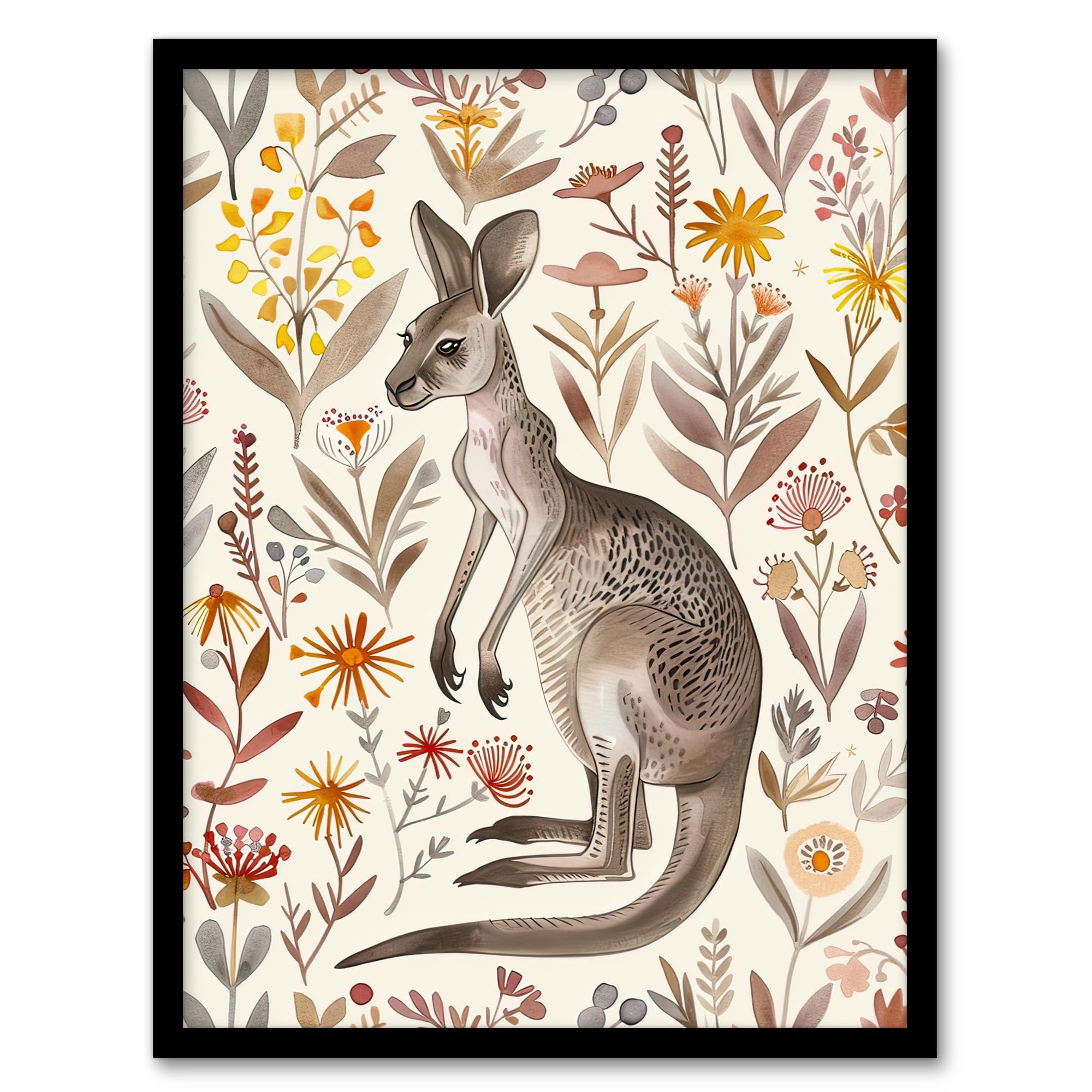 Artery8 Framed Print - Folk Art - Wildflowers - A4