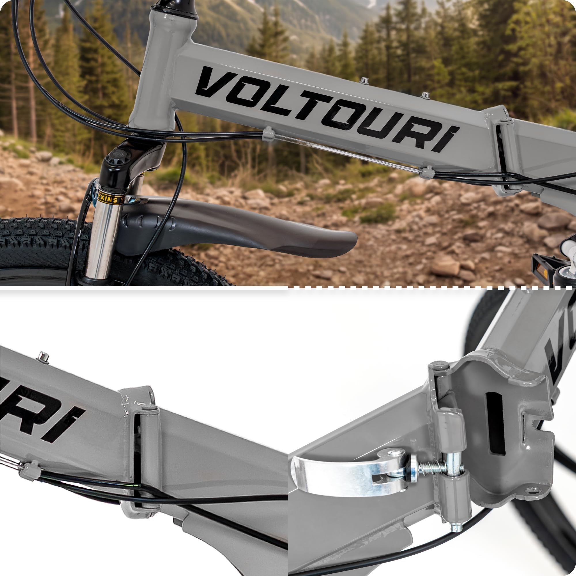 THUNDER Klappbares Mountainbike 26 Zoll, MTB Klapprad mit 21 Gängen, Vollfederung, mechanische Scheibenbremsen, Stahlrahmen, für Erwachsene und Jugendliche