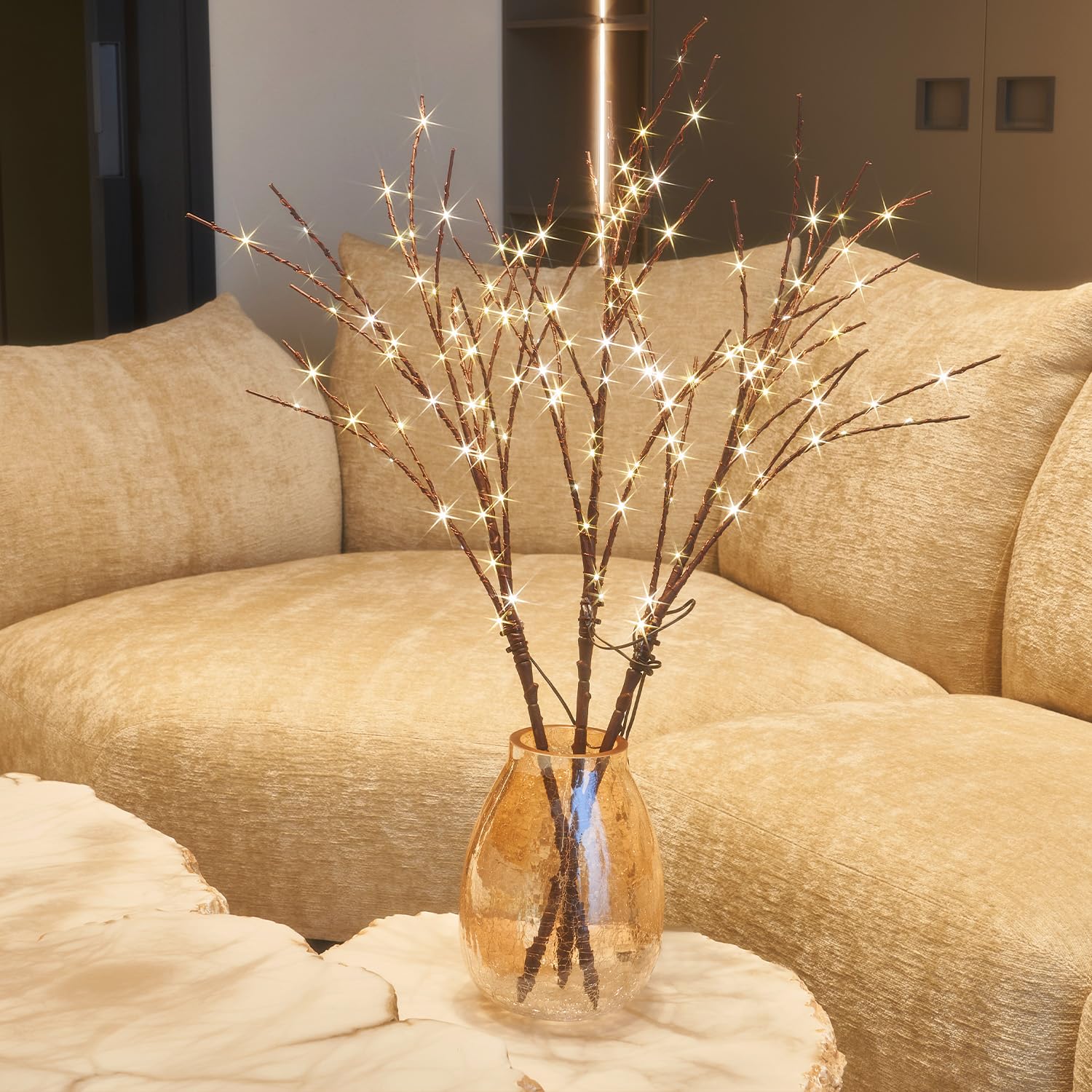 Branches de saule marron lumineuses 81 cm avec minuteur intégré