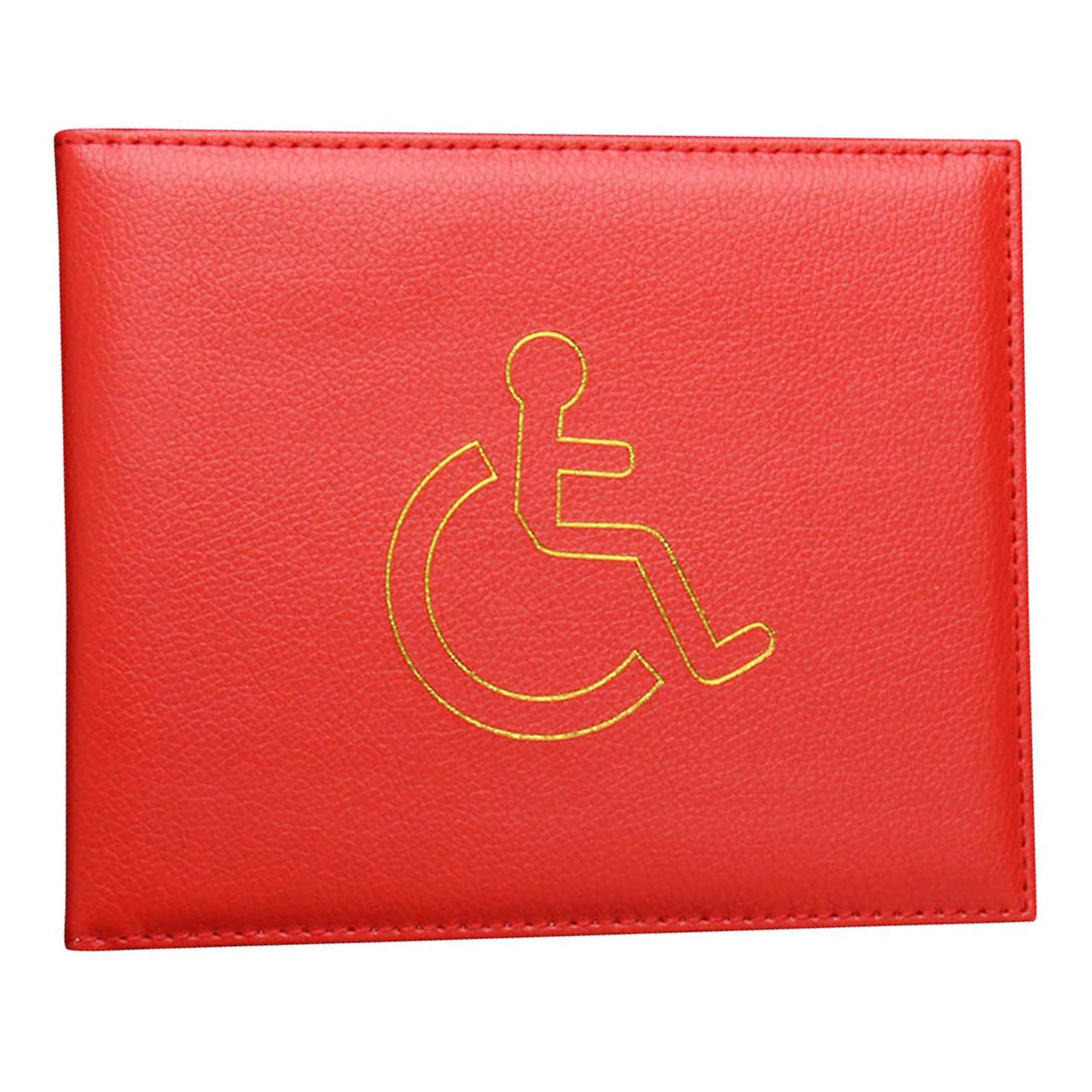Disabled Blue Badge and Timer Holder PU Leather Wallet Protector Disability Parking Permit Hologram Safe, PVC Does Not Cover Hologram,Black (Bright Red)