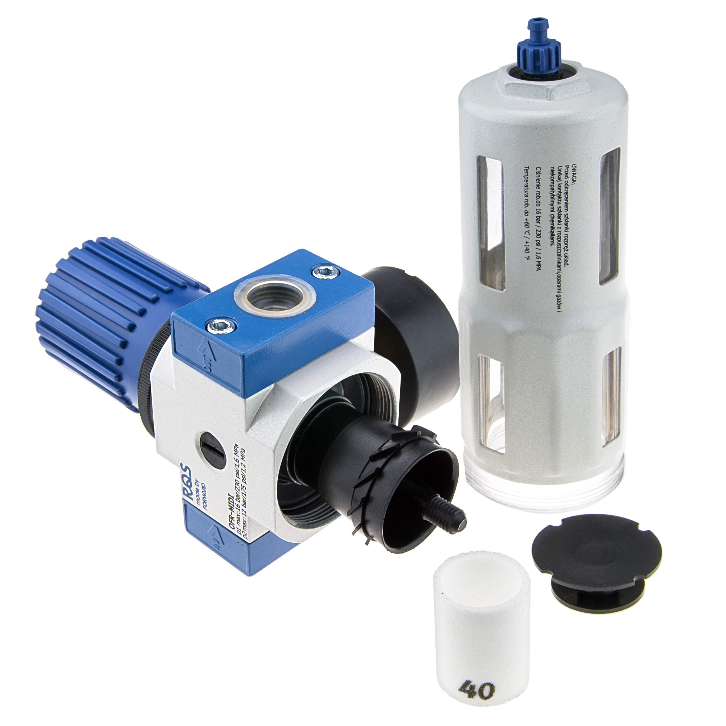 RQS Filtro de aire comprimido - Filtro con reductor - manómetro - MINI 1/2 - separador de agua - eliminación de agua