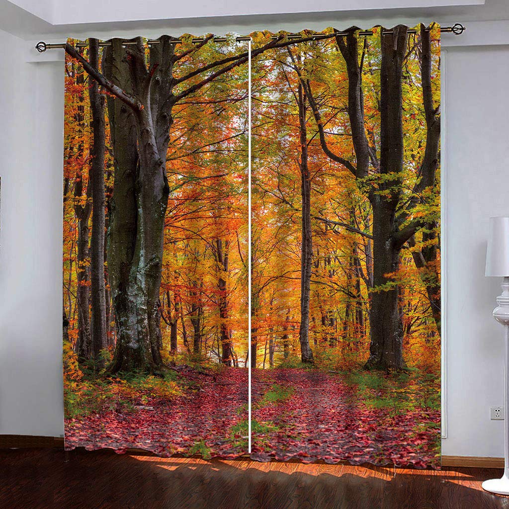 Rideau de Décoration Fenêtre Chambre et Salon Motif Forêt Nature