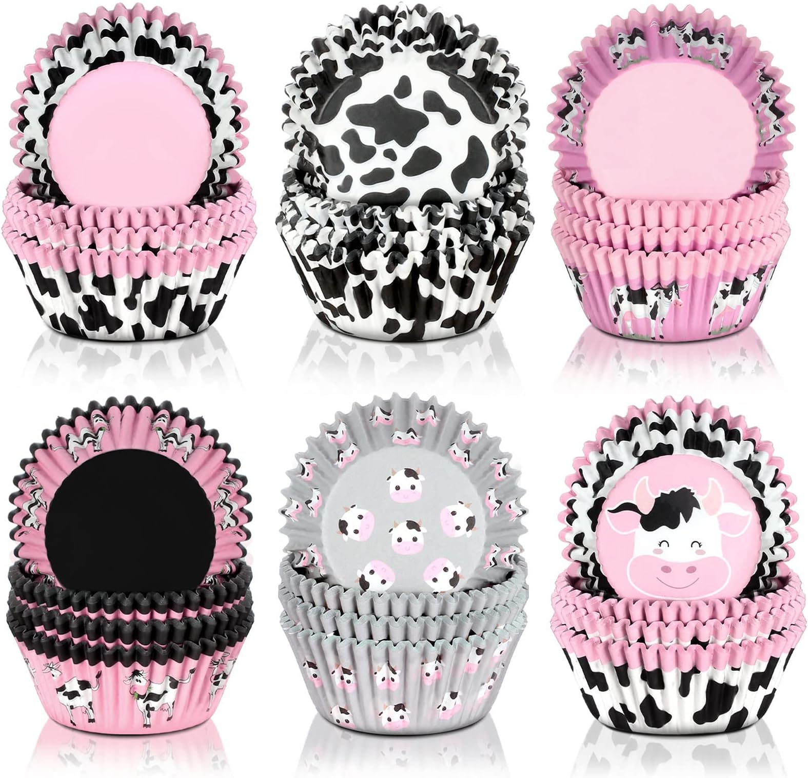 600 Pieces Cow Print Cupcake Liners Cow Animal Paper Muffin
