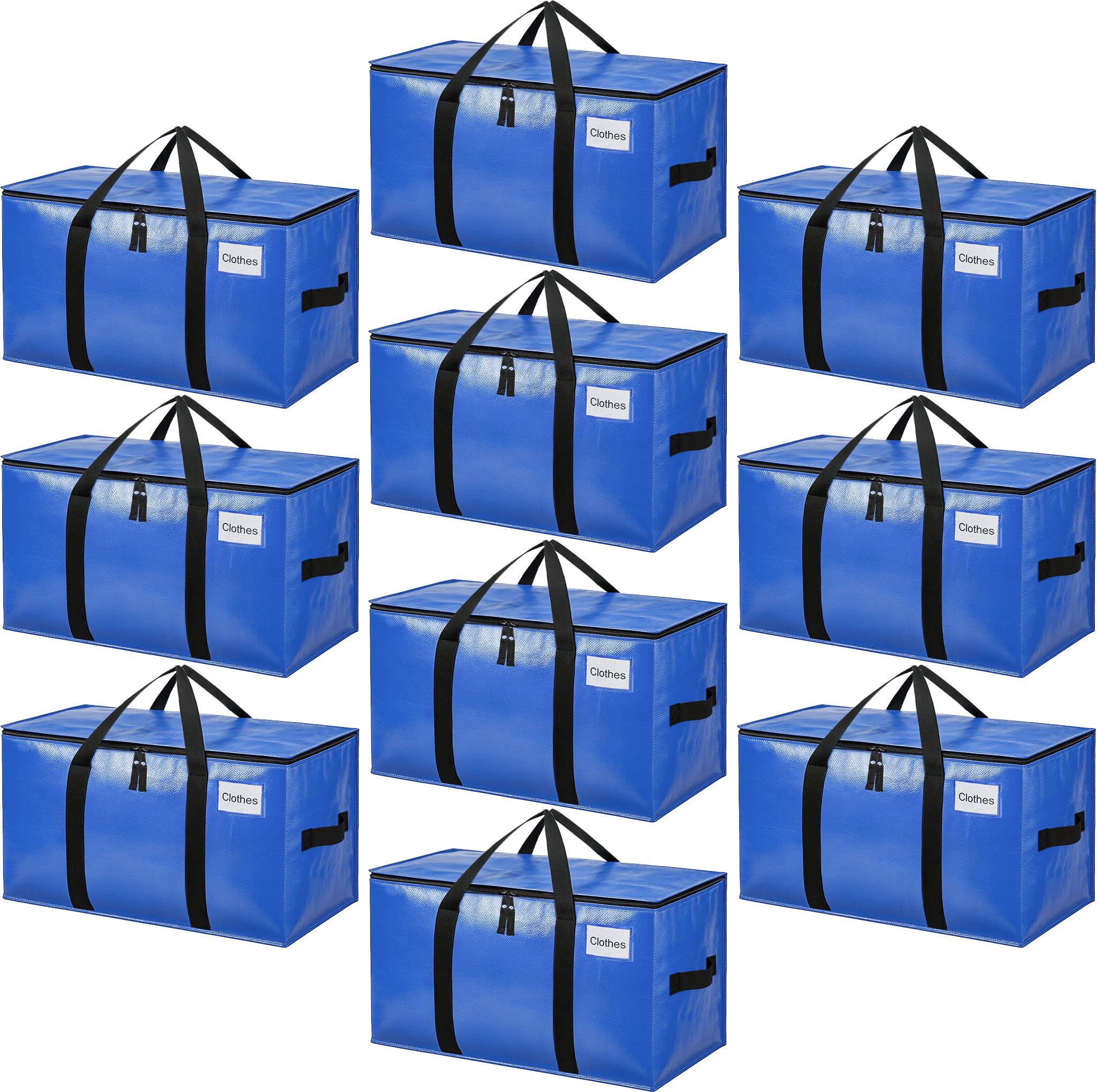 BAGAIL Heavy Duty Moving Bags with Strong Handle, Extra Large Moving Boxes, Storage Tote for Clothes, College Moving Supplies(Blue, 10 Pack)