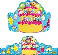 Vista 8 de Paquete de 36 coronas de cumpleaños para niños, sombreros de fiesta de papel coloridos para estudiantes, aula, escuela, suministros de fiesta VBS