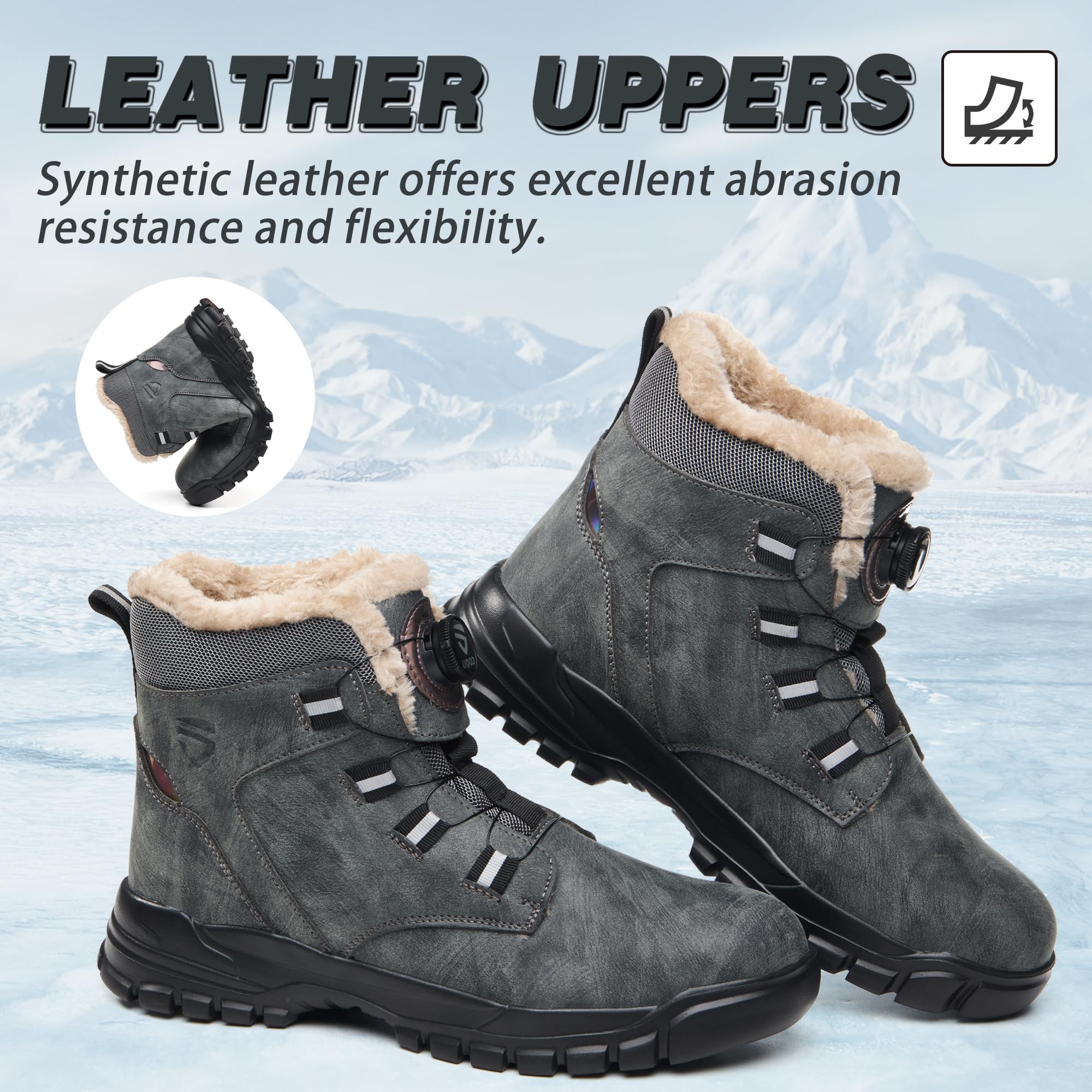 KOIFISH Botas de Seguridad para Hombre Mujer Invierno Botas de Trabajo con Punta de Acero Antideslizante Zapatos de Seguridad Comodas Ligeras