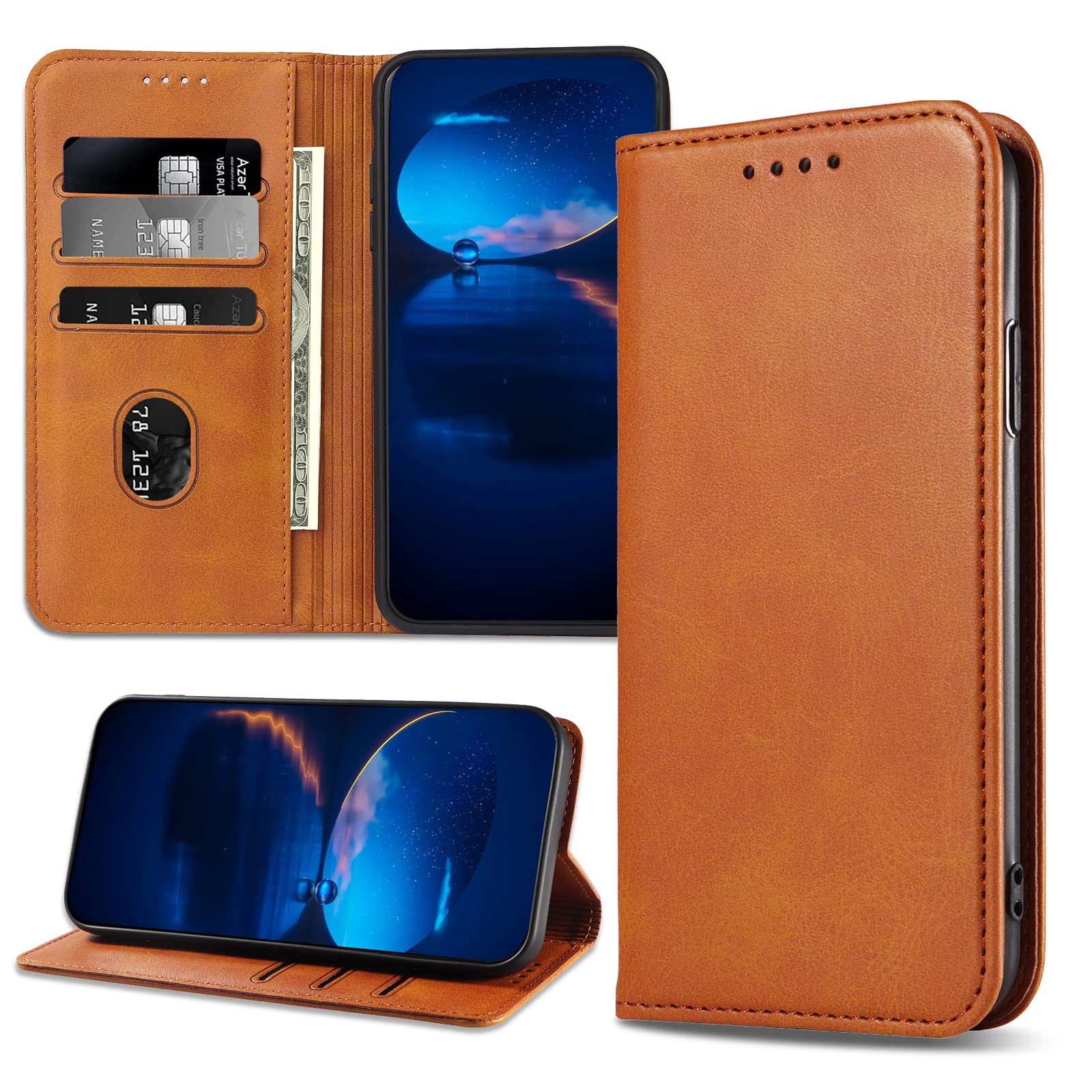 DENDICO Case for Xiaomi Redmi Note 10 Pro 4G, Classic PU Leather Magnetic Wallet Case, Flip Folio Protective Phone Cover Compatible with Xiaomi Redmi Note 10 Pro 4G, Light Brown