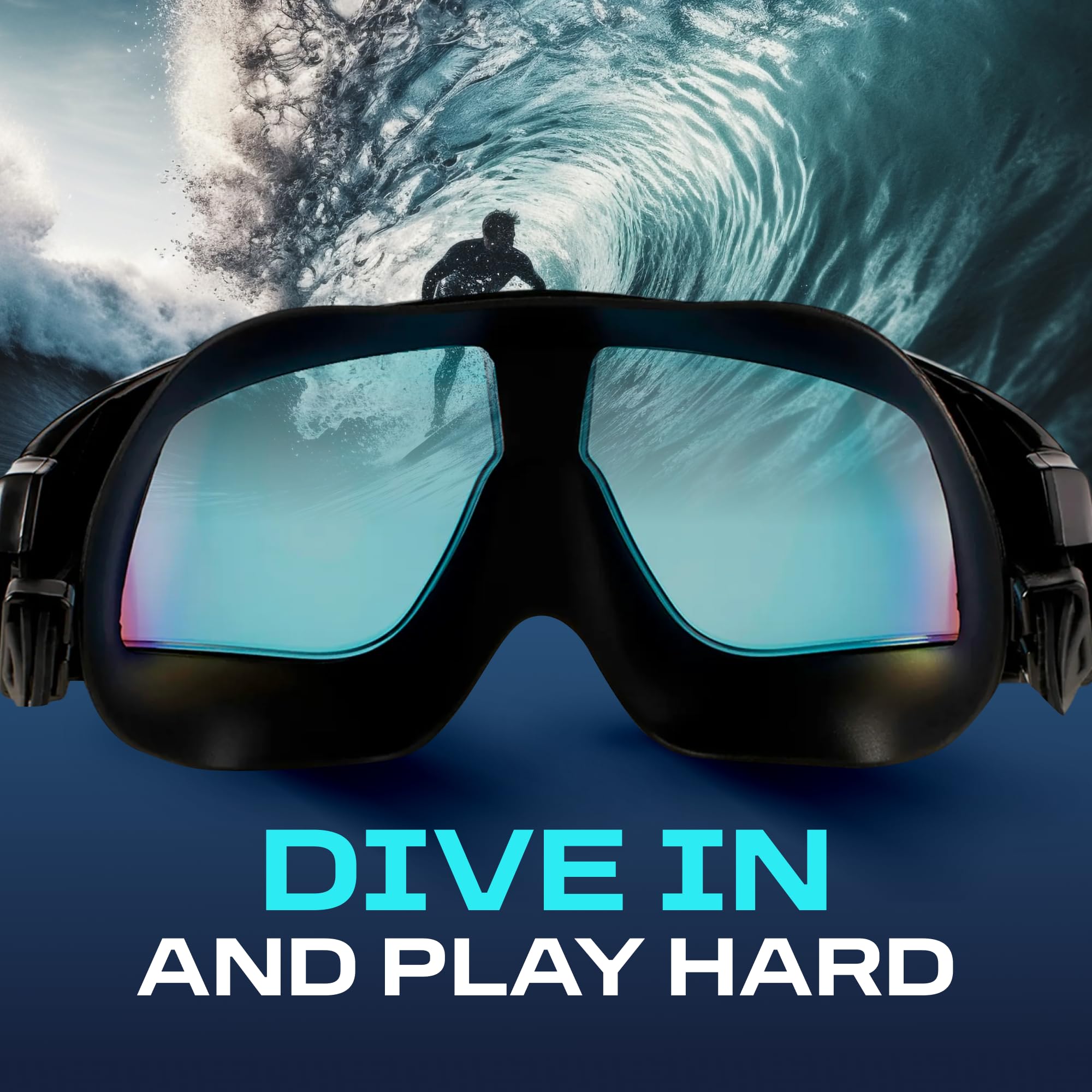 Clear'r Focus - Maschera da nuoto per adulti, per adulti, visione panoramica, maschera in silicone, rivestimento antigraffio