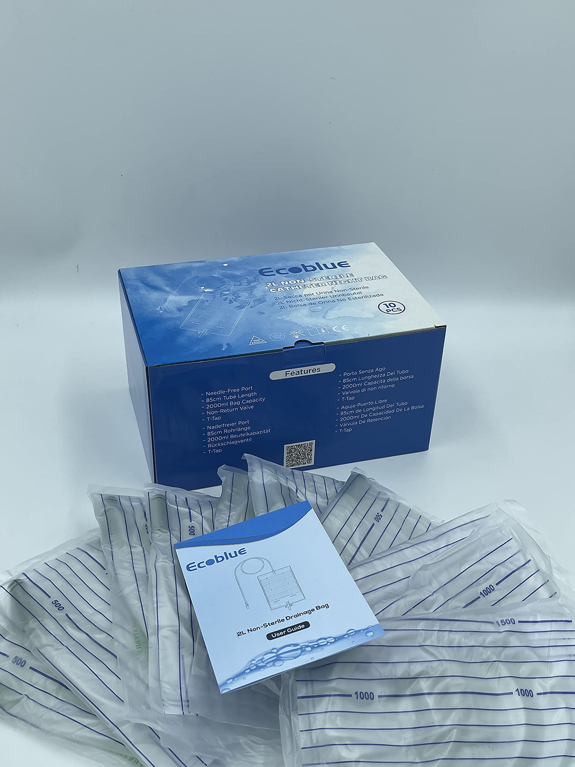 ECOBLUE 2000ml Urine Drainage Bags Non Sterile Bags with TTap Valve
