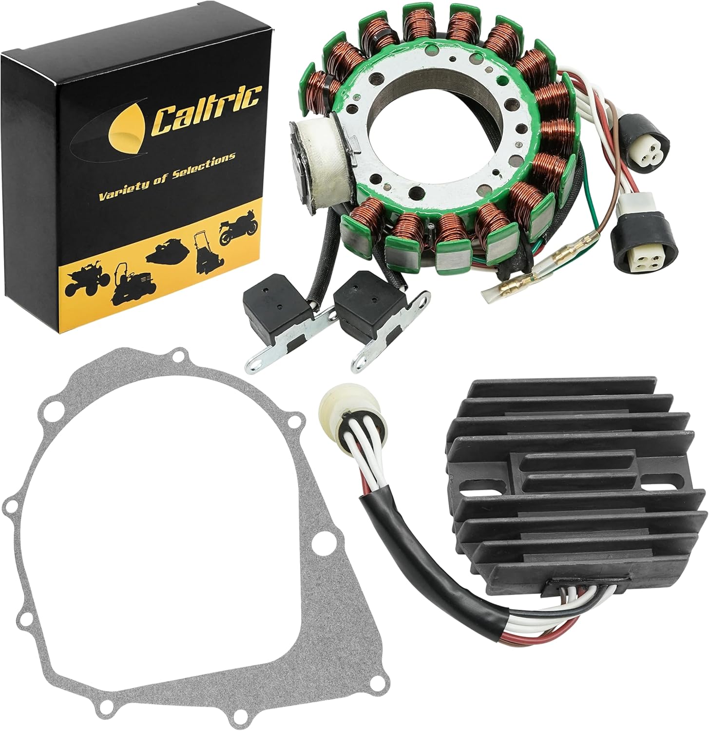 Caltric Stator and Regulator Rectifier with Gasket Compatible With Yamaha Big Bear 350 Yfm350Fw 4X4 1987-1989