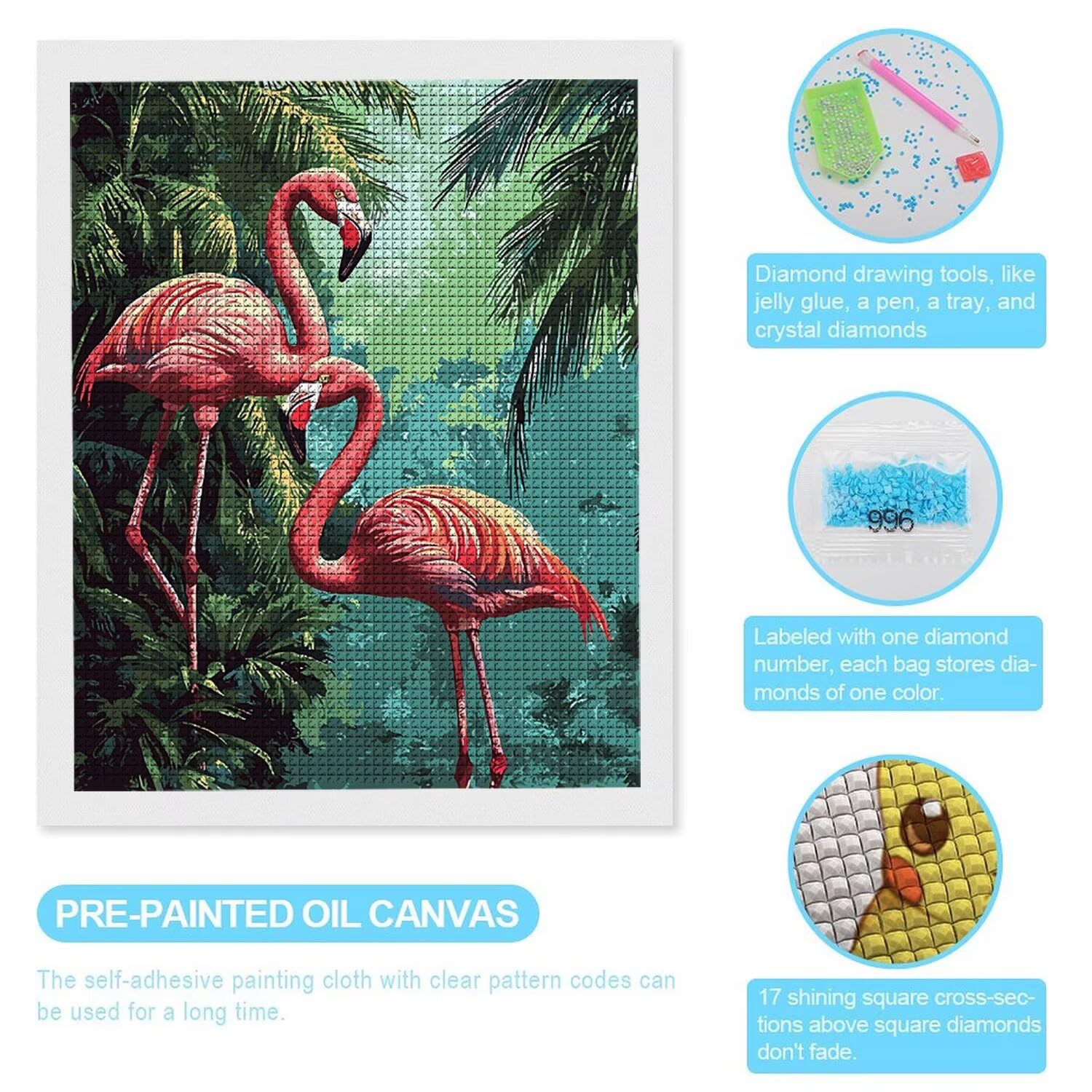 5D DIY diamentowe malowanie pełny zestaw, Flamingo Diamentowe malowanie Kryształ Sztuki Dzieci Malowanie, Kryształ Górski Haft krzyżykowy, Hobby Kreatywni Dorośli Dekoracje ścienne i domowe, Prezenty