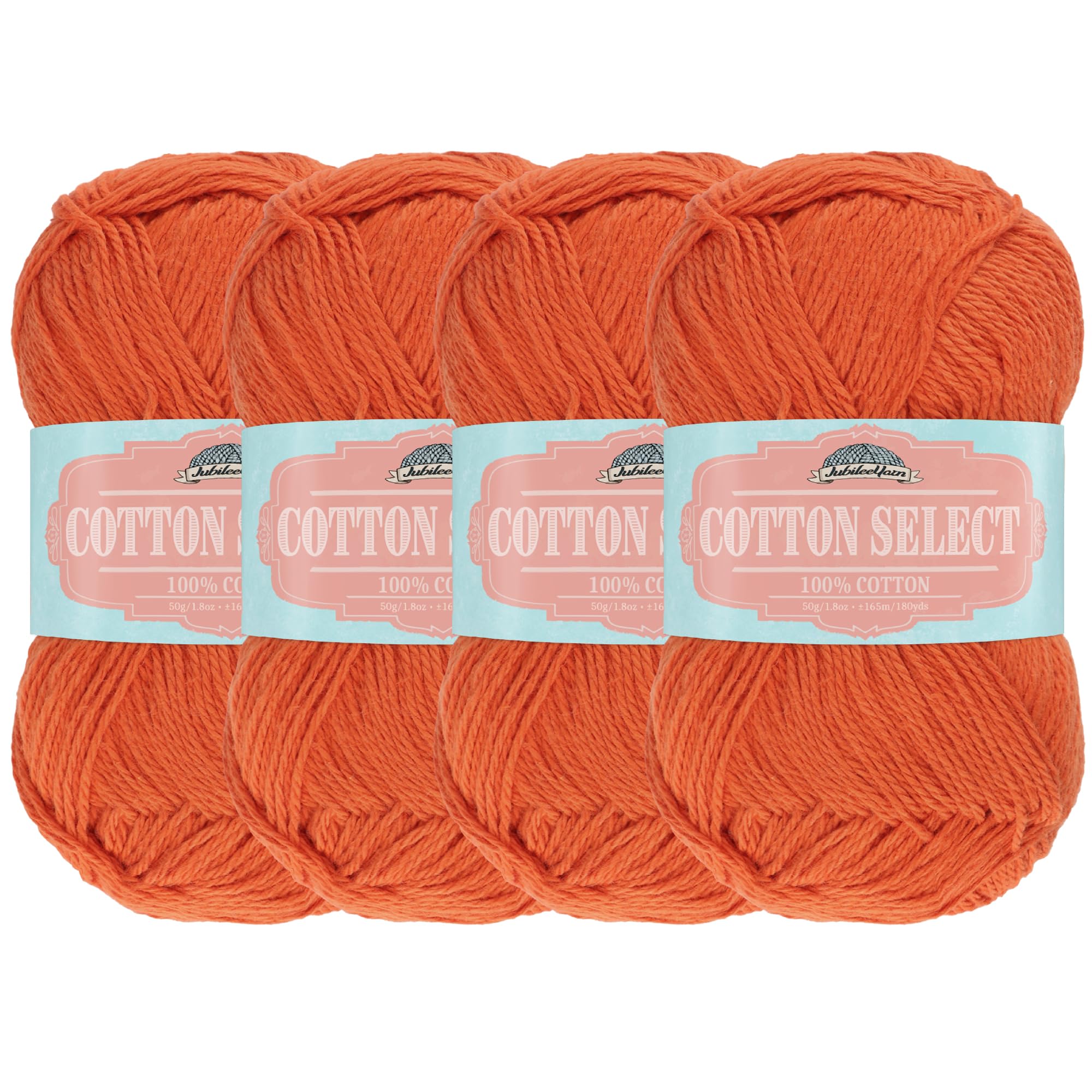 JubileeYarn Cotton Select Yarn - 50g/Skein Sport Weight - Burnt Orange - 4 Skeins