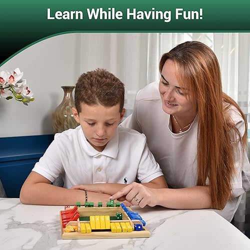 Miniatura 9 de Wooden Shut The Box - Juego de dados para interiores - Ideal para 2 a 4 jugadores - Gran juego familiar - Diseño colorido - Fieltro cómodo - Juego