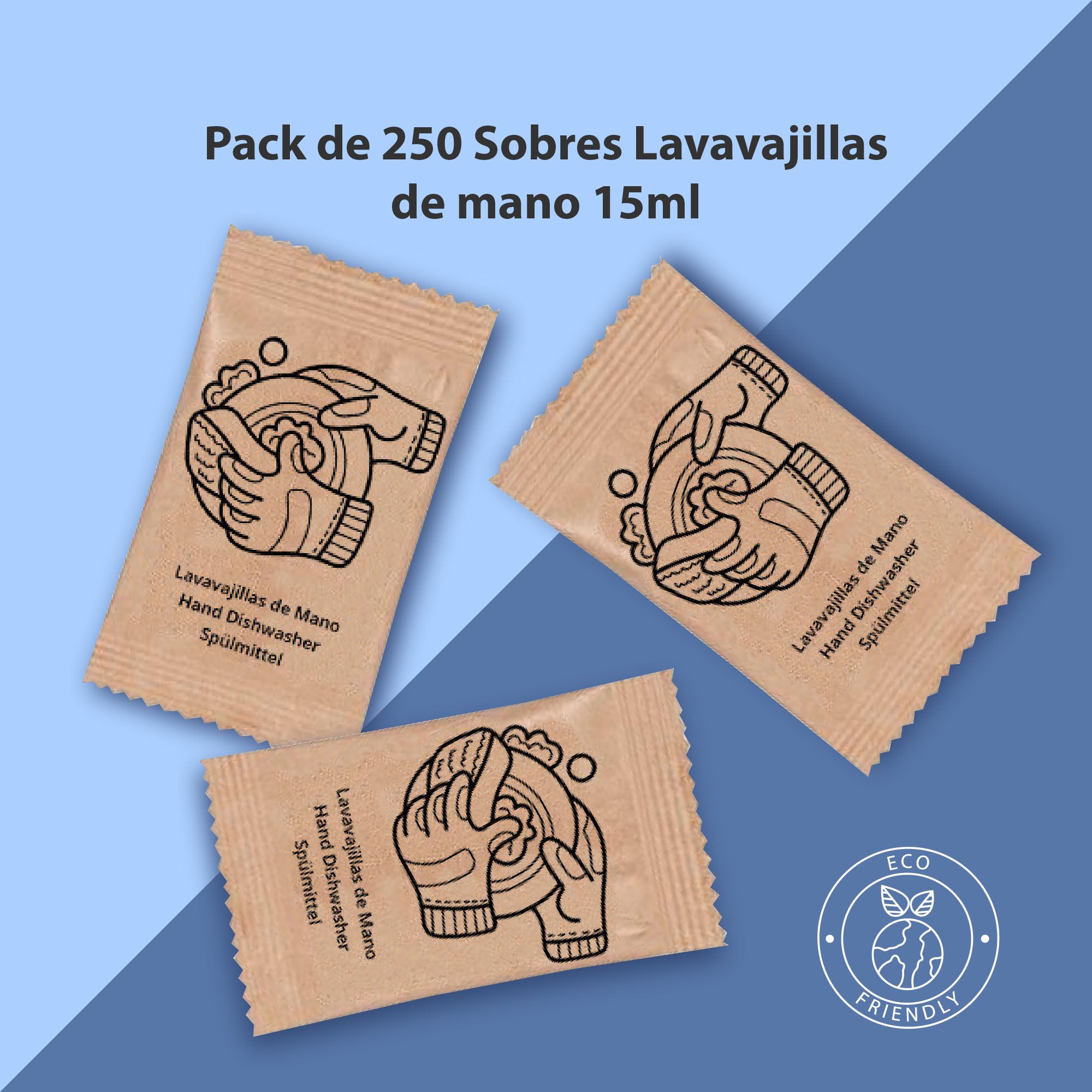 200 sobres de lavavajillas manual en papel reciclado de 15ml – Perfecto para apartamentos, campings y hostelería