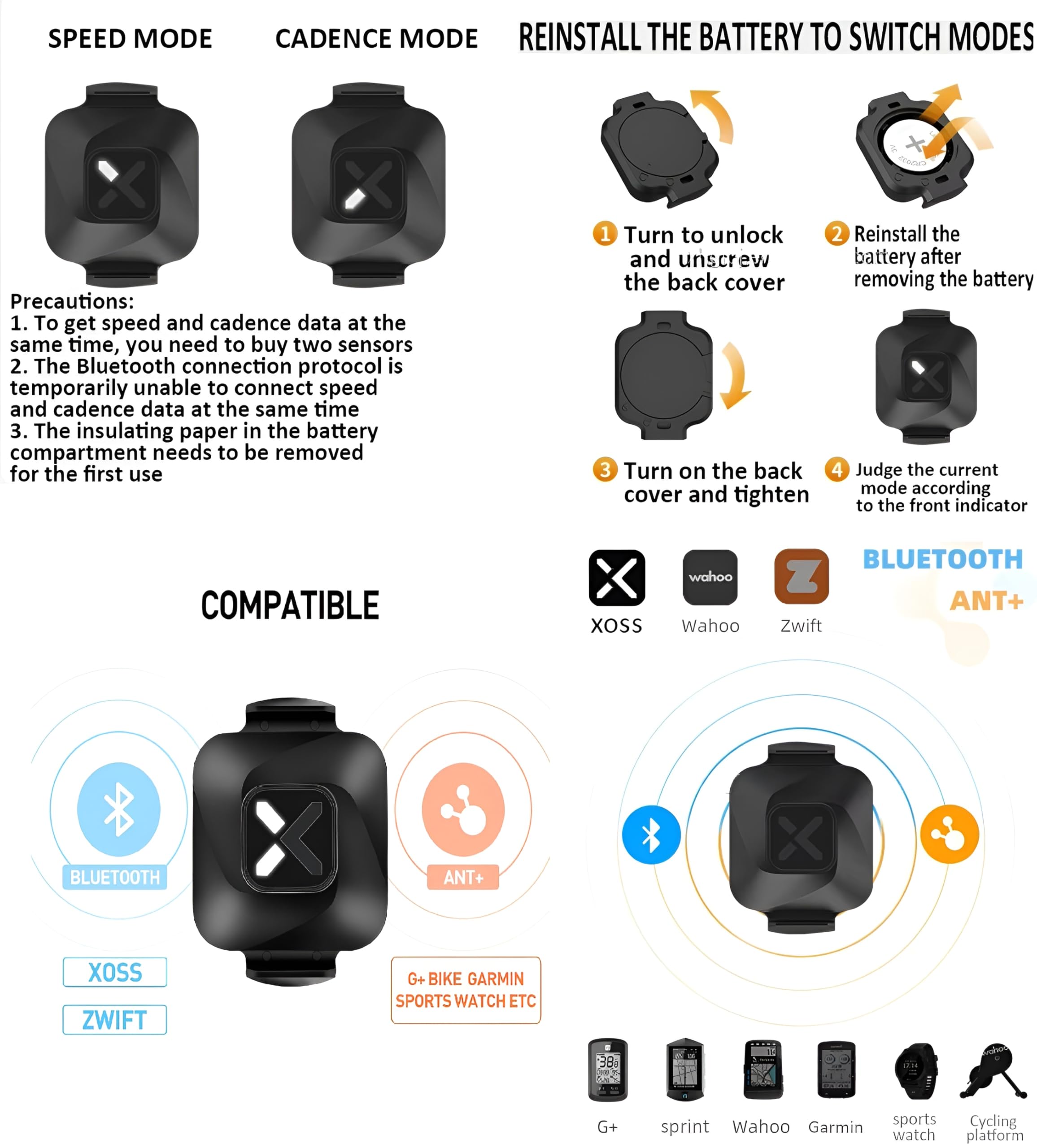 XPR3SS G+ Gen2 Bicycle Computer + 2 Cadence/Speed Sensor + M5 Mount, Smart GPS Cycling Speedometer | Cadence & Heart Sensor Support | ANT+ & BLE Cycle GPS Tracker | 28+ hr Battery | Odometer for MTB 2