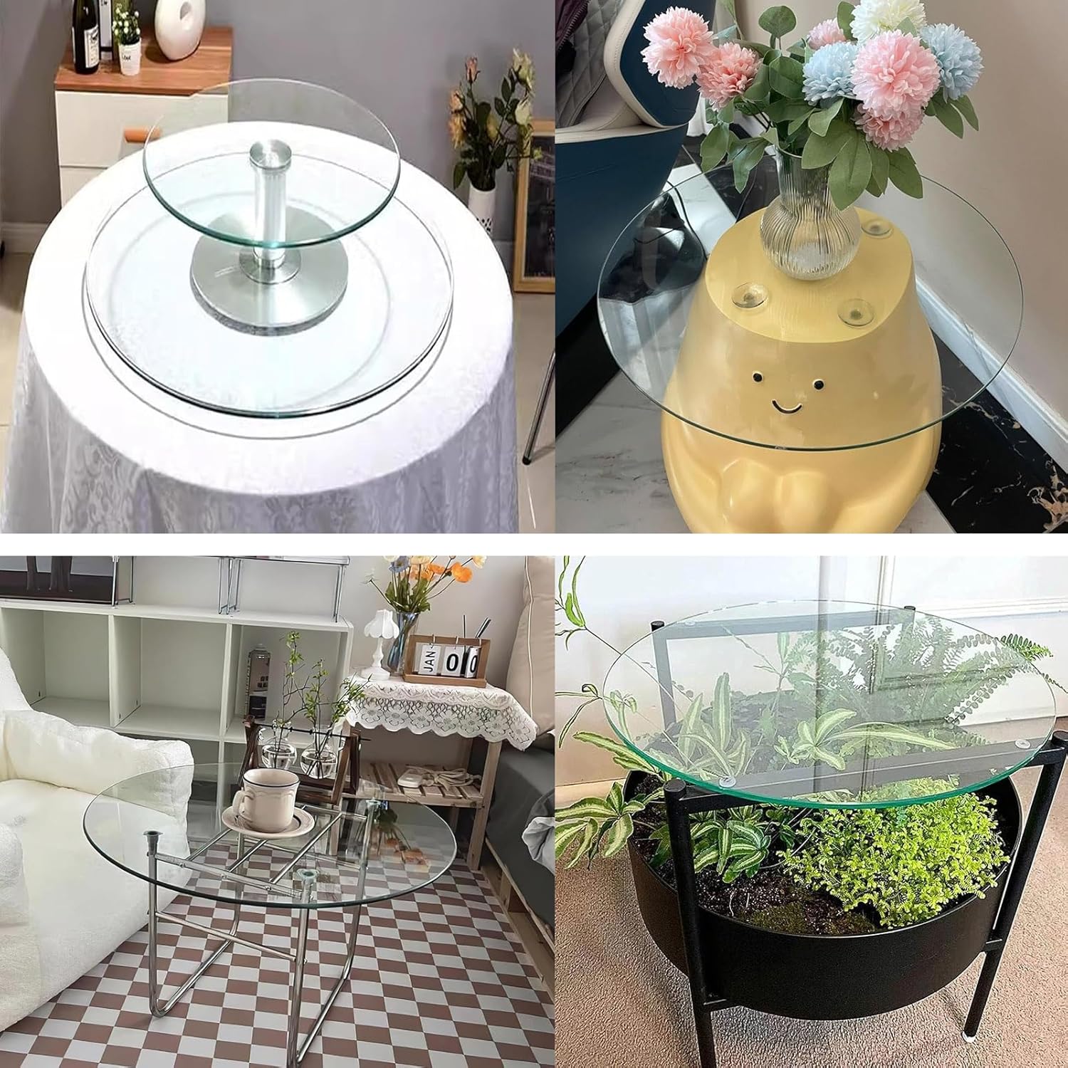 HJXGQJM Clear Glass Table Top Round，Outdoor Patio Round Glass Table Top Transparent, Tempered Glass Table Top with Rounded Edge, for Kitchen Dining Tables Or Coffee Table(85CM(34INCH))