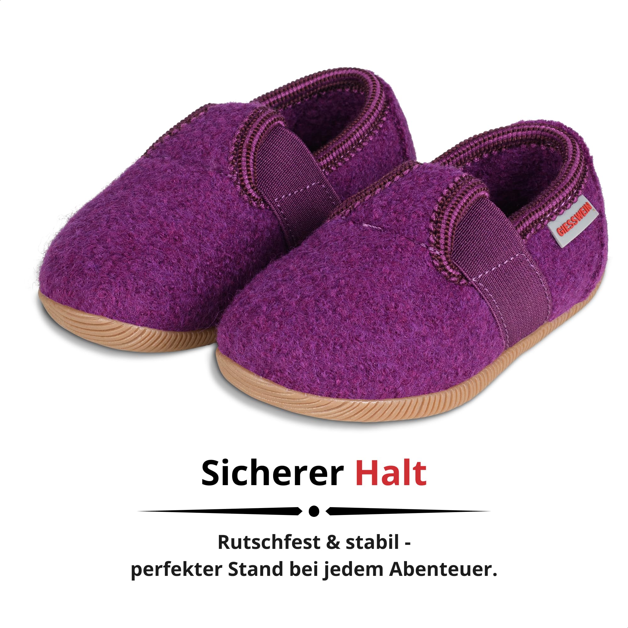 Giesswein Pantoufles Weidach - Chaussons en Feutre Chauds pour Filles et garçons, Chaussons antidérapants à lanière élastique