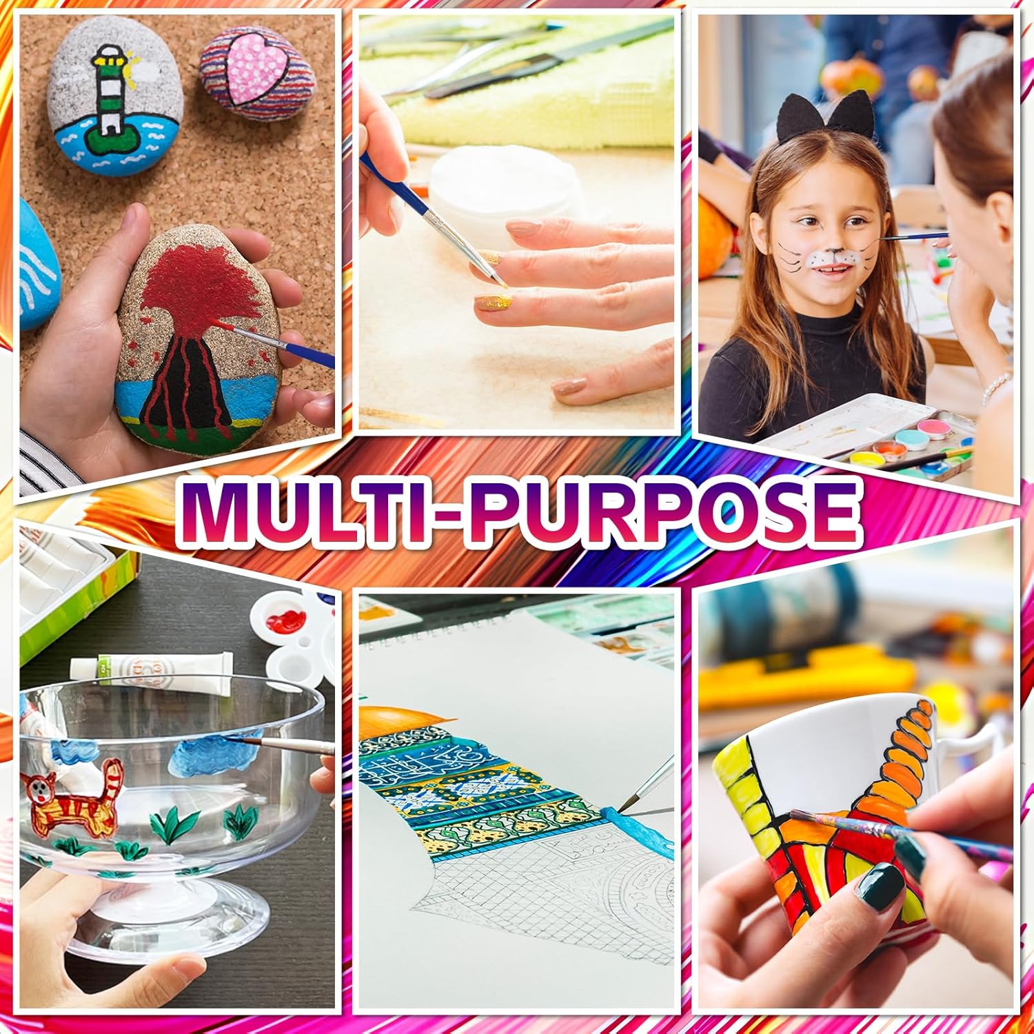 Painting Set Art Supplies, Stretched Canavases 32 Mixed Pack and 20PCS Painting Brushes Different Types of Brushes for Acylic Paint