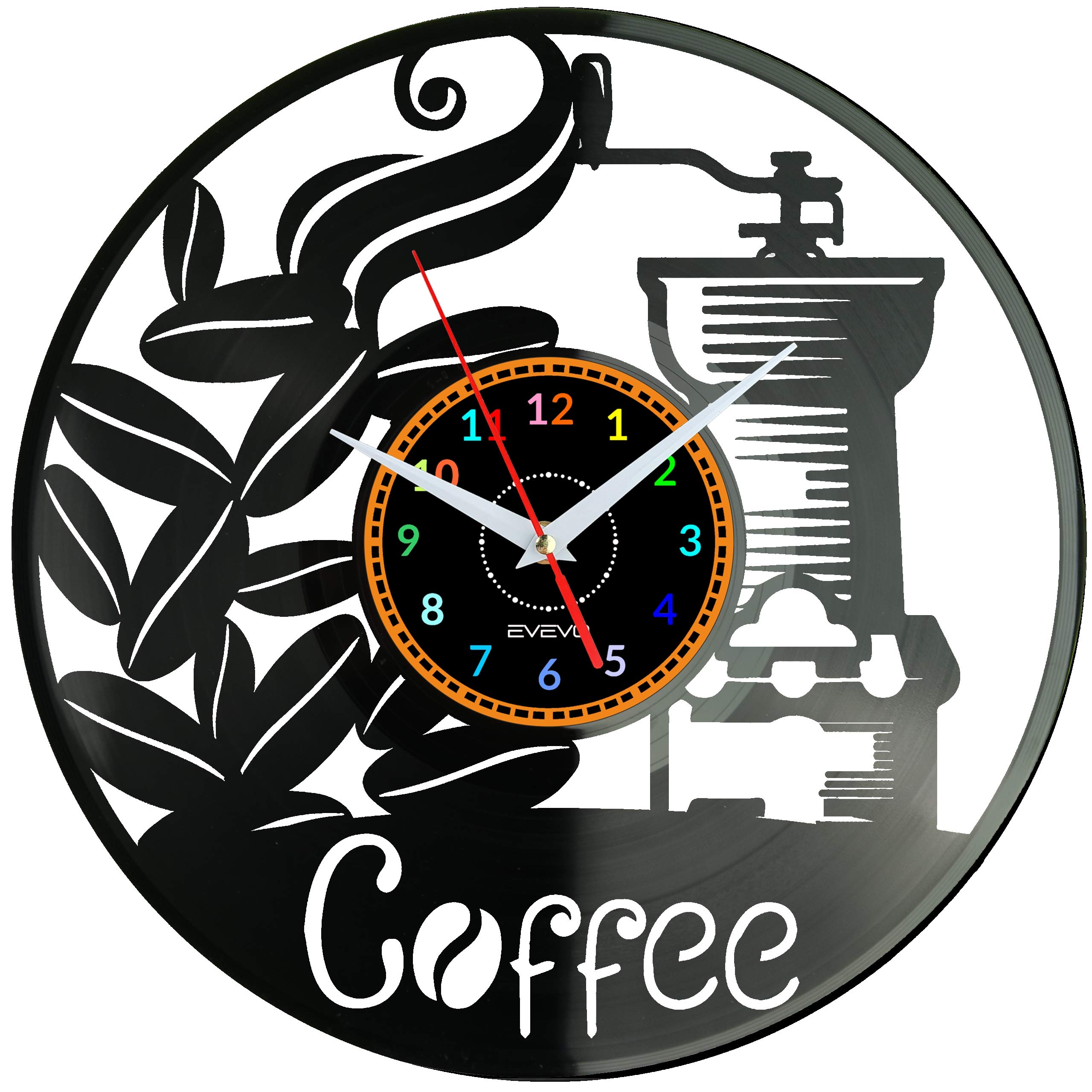 Horloge murale café vinyle cadeau original et moderne pour crémaillère W1021