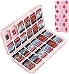 OLDZHU Cute Switch Case Holder Compatible with Nintendo Switch&Switch OLED, Pink Storage for 24 Game Cartridges and 24 Micro SD Cards