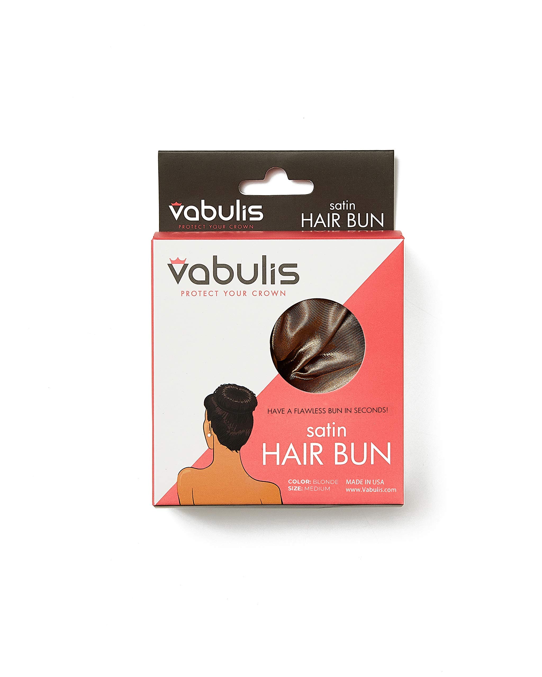 100% Satin Hair Bun for Soft Comfortable Protects Your Ends & Helps Retain Moisture Easy to Style and Great for Military Ballet and Business (1 Medium, Golden Blonde)