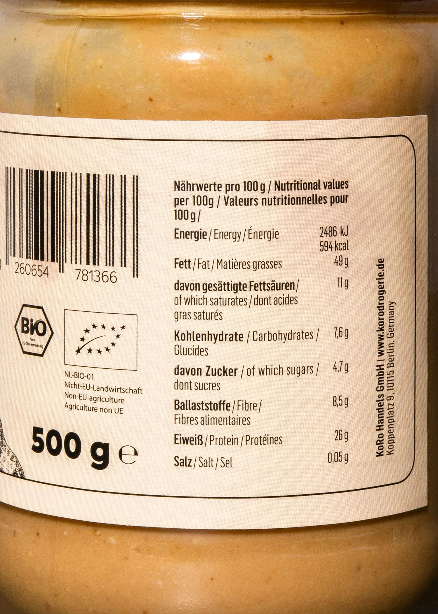 KoRo - Crema di arachidi bio | 6 x 500 g