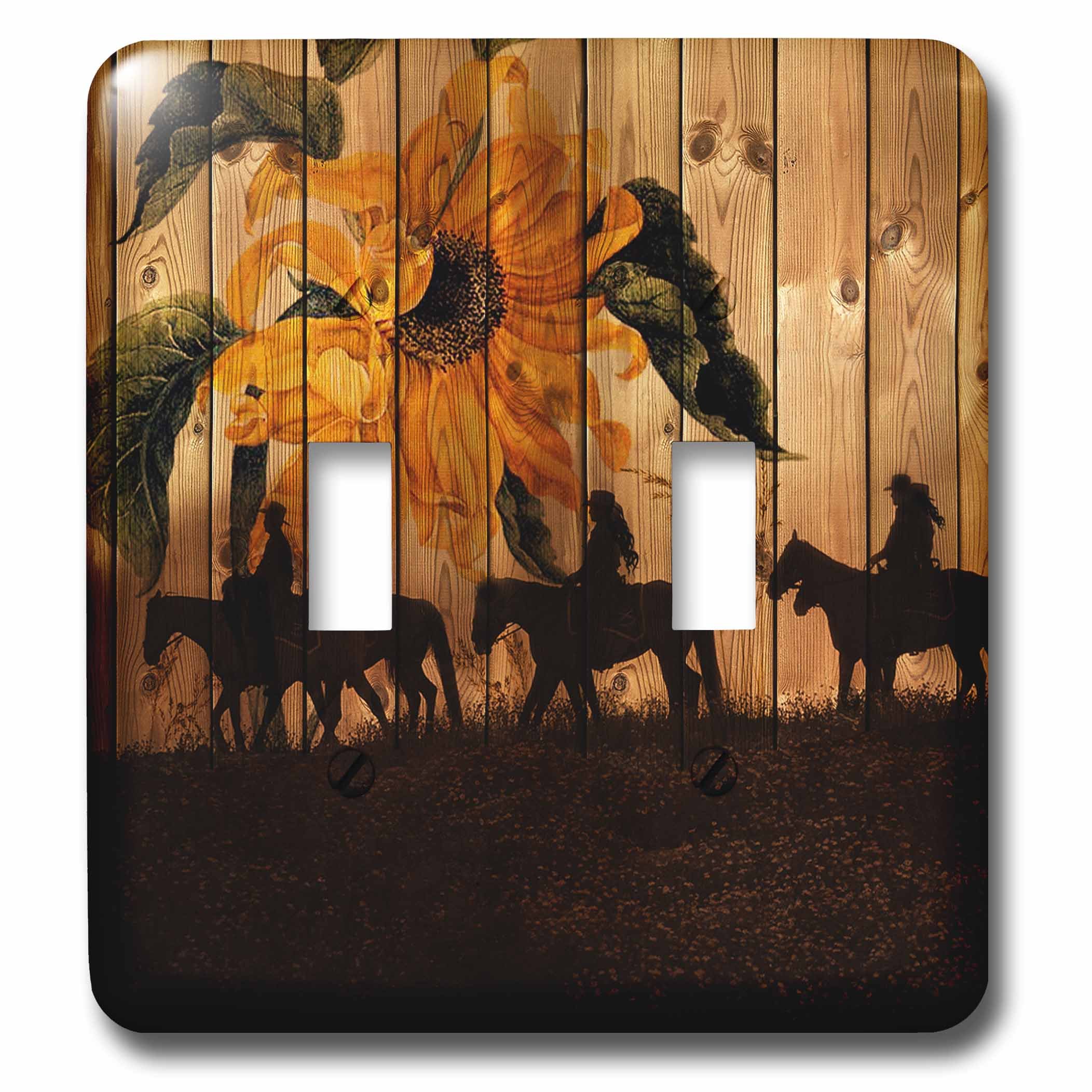 Double interrupteur à bascule silhouettes de cowgirl et tournesol 3drose LSP 150190
