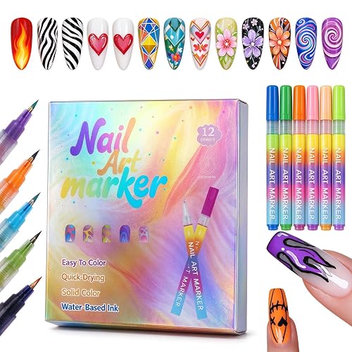 12-Color Nail Art Pen Set — Set A