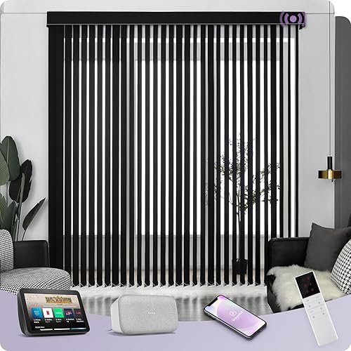Graywind Persianas verticales motorizadas compatibles con Alexa Google Privacy Reversible Blackout Smart Vertical Blind Control Remoto Juego de