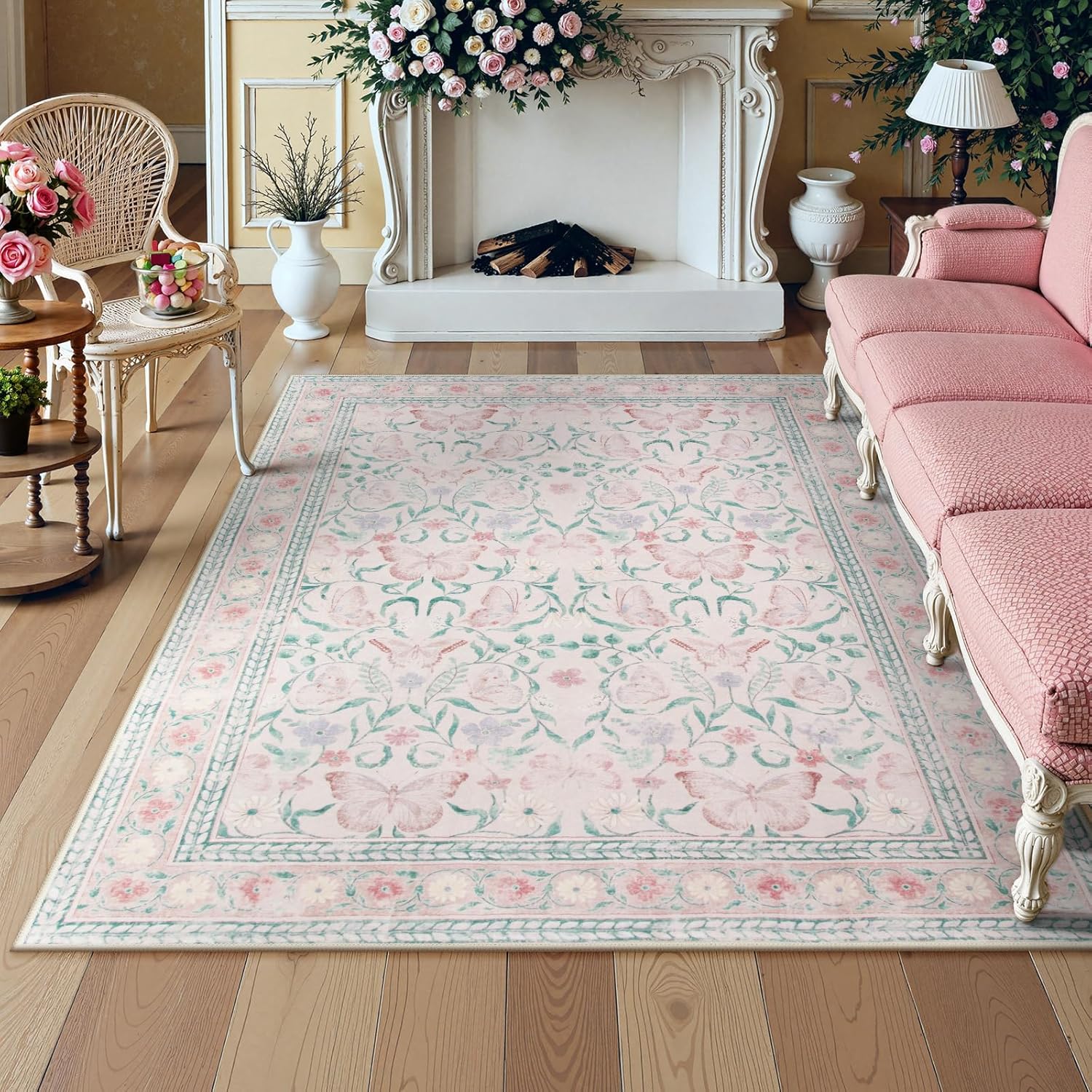 Lahome 5x7 Butterfly Pink Rugs for Bedroom Girls, Jamaica Ubuy