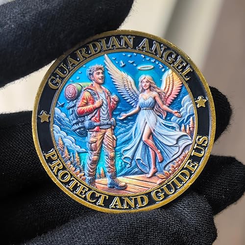 Miniatura 3 de Moneda de desafío de ángel de la guarda  Ficha de protección de viaje con oración inspiradora, regalo motivacional para viajes