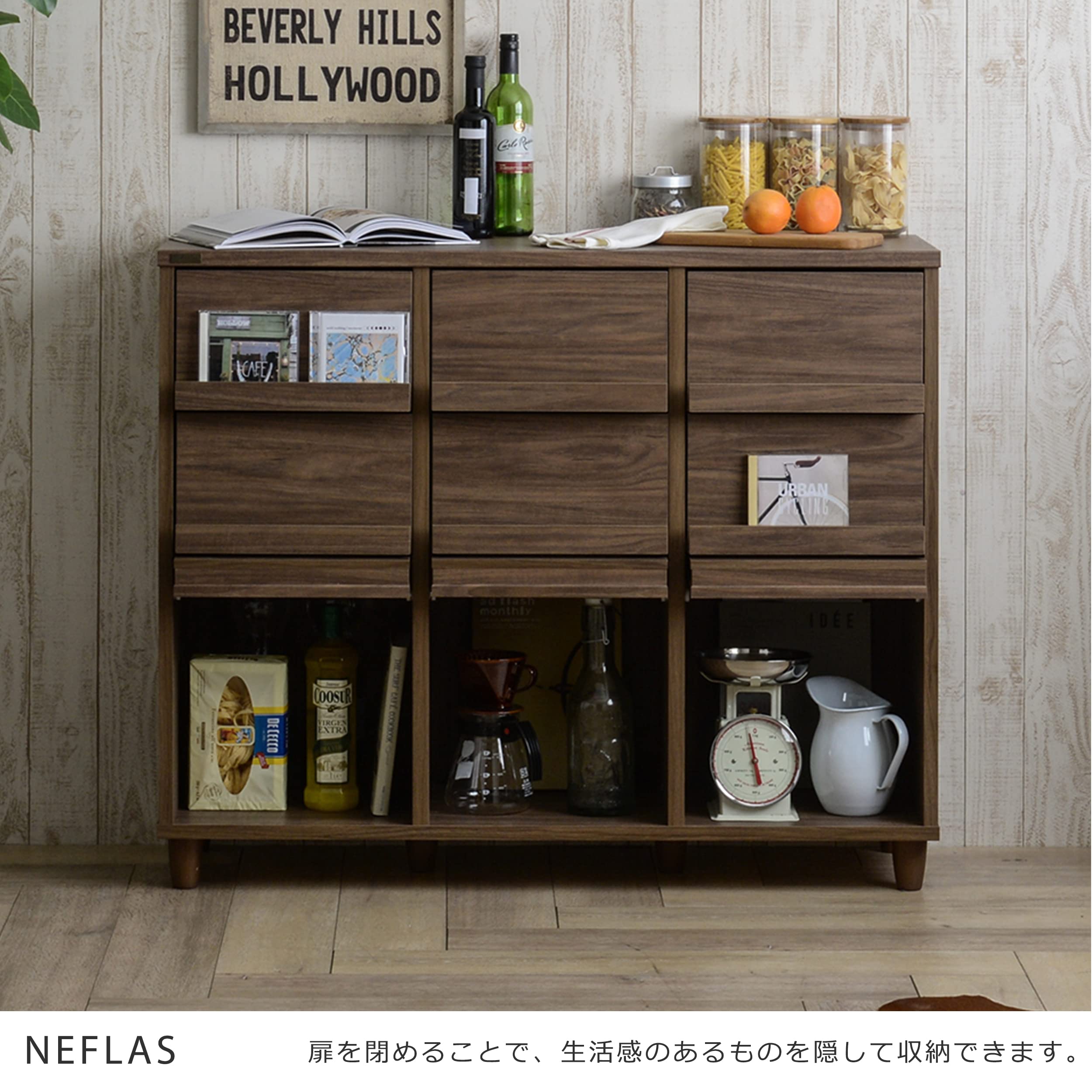Amazon｜佐藤産業 NEFLAS ディスプレイラック 3枚フラップ扉 幅