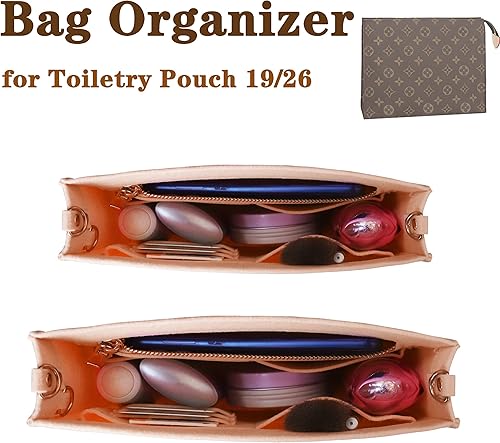 Miniatura 2 de MISIXILE Organizador de bolsa de fieltro con cremallera y hebillas doradas, organizador de bolso para bolsa de aseo 19 26