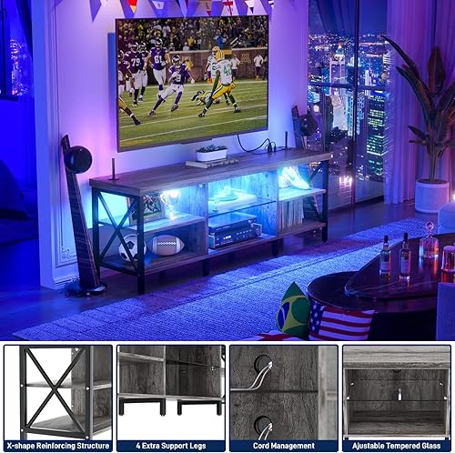 Miniatura 2 de Homieasy Soporte de TV LED para TV de hasta 65 pulgadas, centro de entretenimiento de 55 pulgadas con estación de carga, impresionante consola